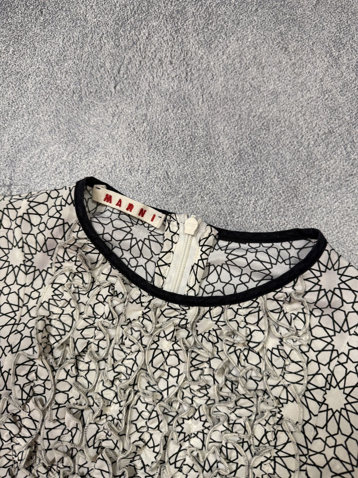 Marni Marni Geometric Print Top Ruffle Front Dress Size L / US 10 / IT 46 - 6 Thumbnail