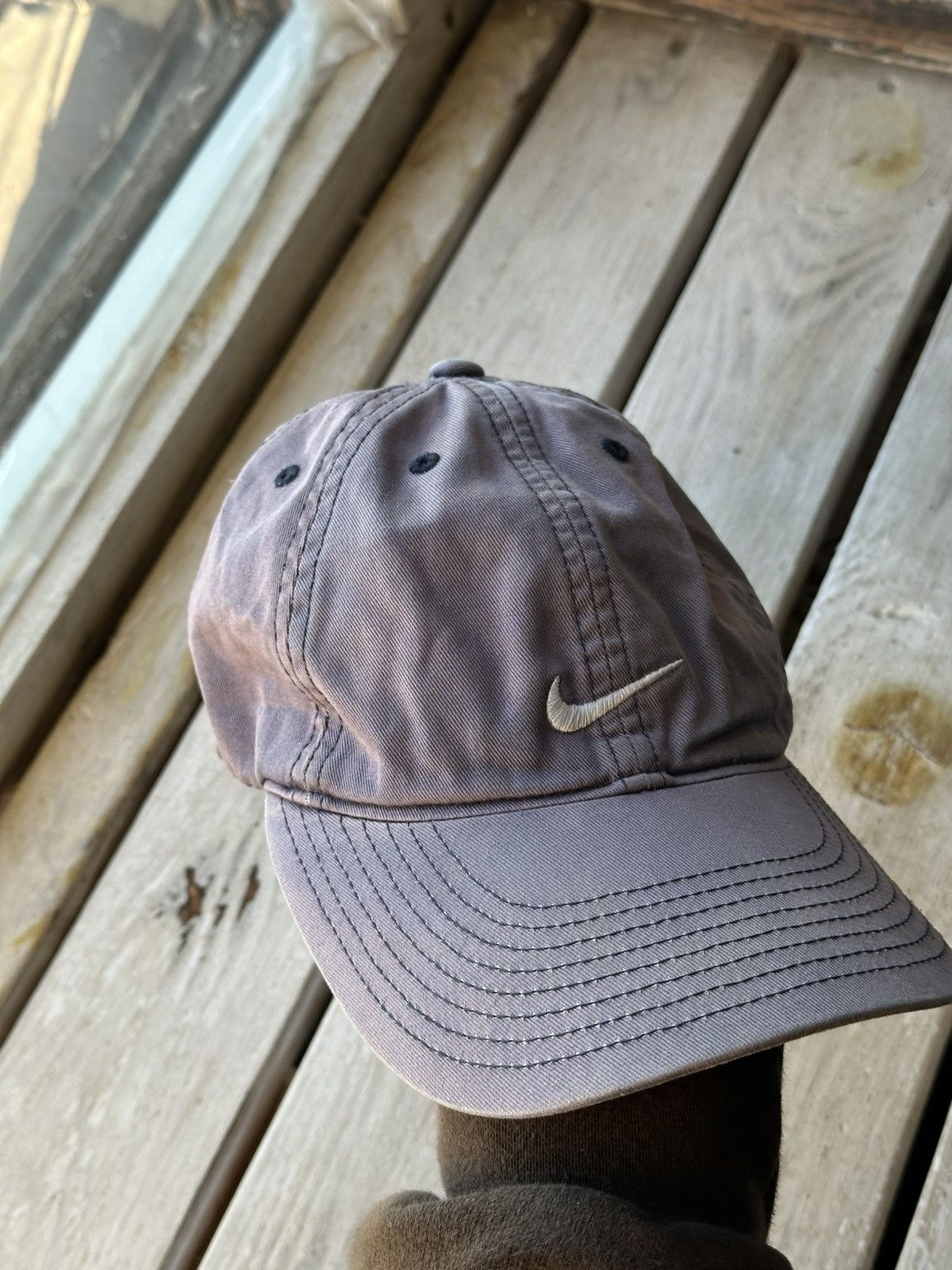 Nike × Vintage ARCHIVE nike vintage Y2K cap distressed beige thrashed 90s Size ONE SIZE - 3 Thumbnail