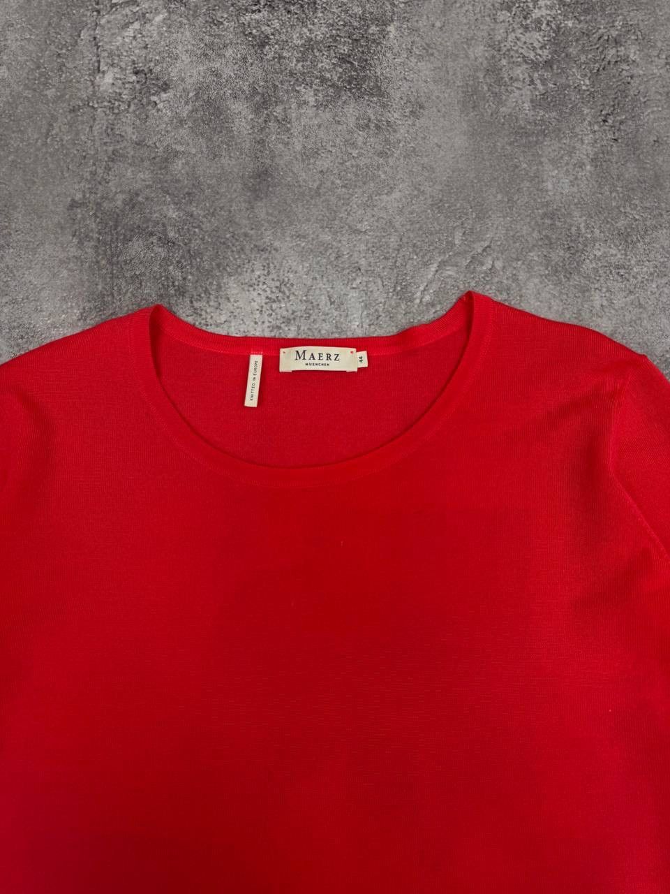 Merz B. Schwanen Maerz Muenchen Merino Wool Sweater Red Women's Size M Size M / US 6-8 / IT 42-44 - 2 Thumbnail