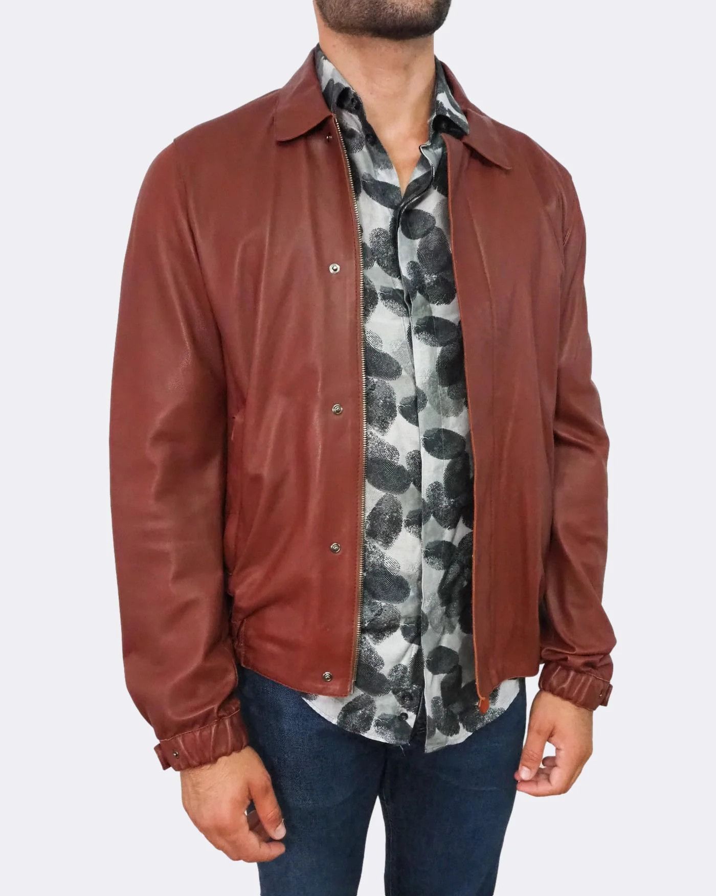 Trussardi Men's Trussardi Lightweight Leather Bomber Jacket $1155 Size US M / EU 48-50 / 2 - 4 Thumbnail