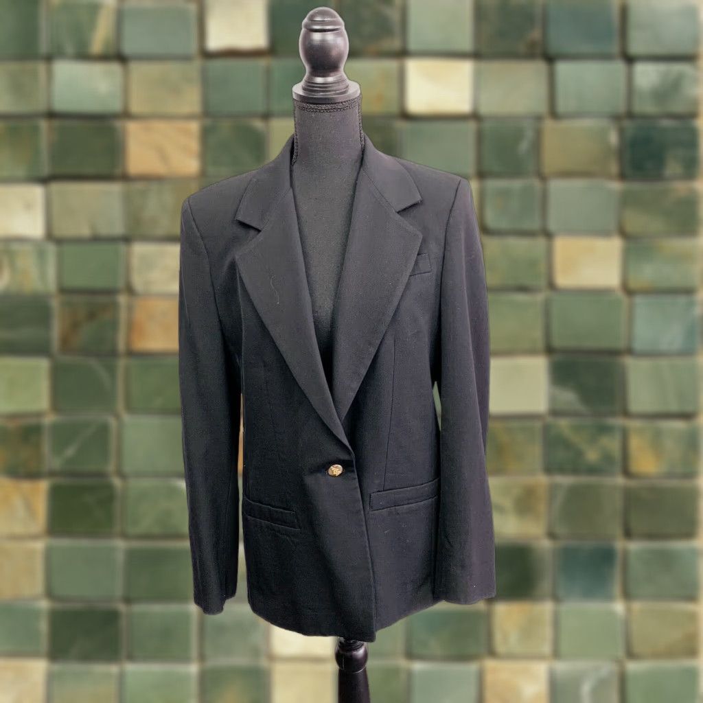 Austin Reed Vintage Austin Reed Black Worsted Wool Blazer One Button London New York Women 6 Blazer Wool 1980s Womens Size M / US 6-8 / IT 42-44 - 1 Thumbnail