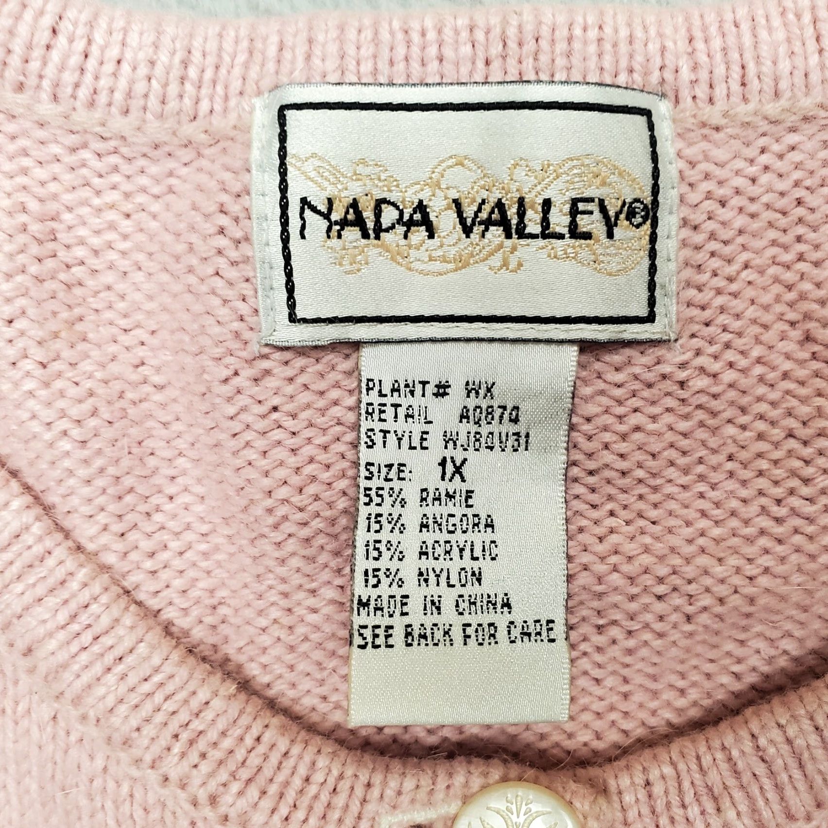 Vintage VINTAGE Napa Valley Sweater Women 1X Pink Button Angora Blend Boxy Shoulder Pads Y2K VTG Knit Wool Round Neck Casual Womens Size XL / US 12-14 / IT 48-50 - 3 Thumbnail