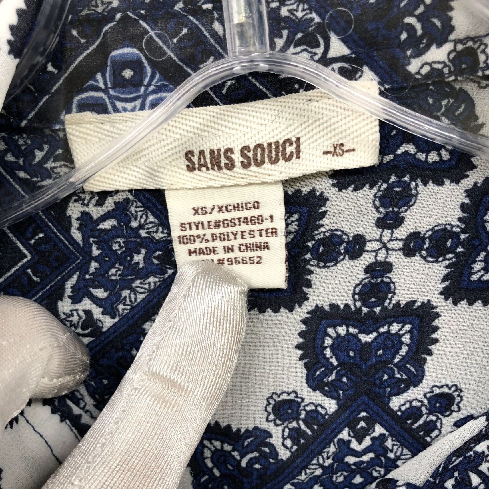 Vintage Sans Souci Blouse Oversized Chiffon Overshirt Womens XS Button Down Paisley High Low Blue Size XS / US 0-2 / IT 36-38 - 6 Thumbnail