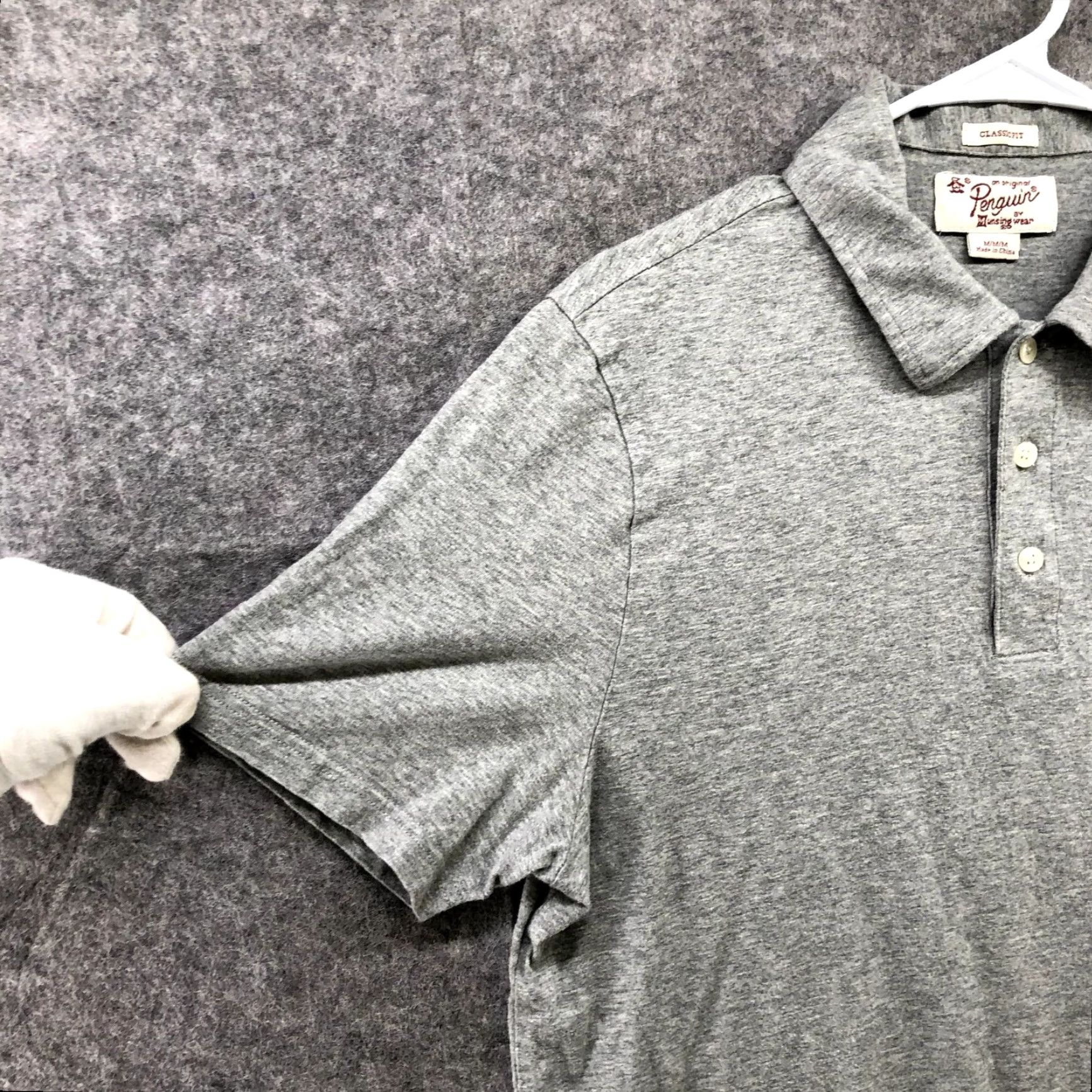 Vintage PENGUIN Polo Shirt Gray M Mens Medium Cotton Blend Shirt 1990s/2000s? Size US M / EU 48-50 / 2 - 4 Thumbnail