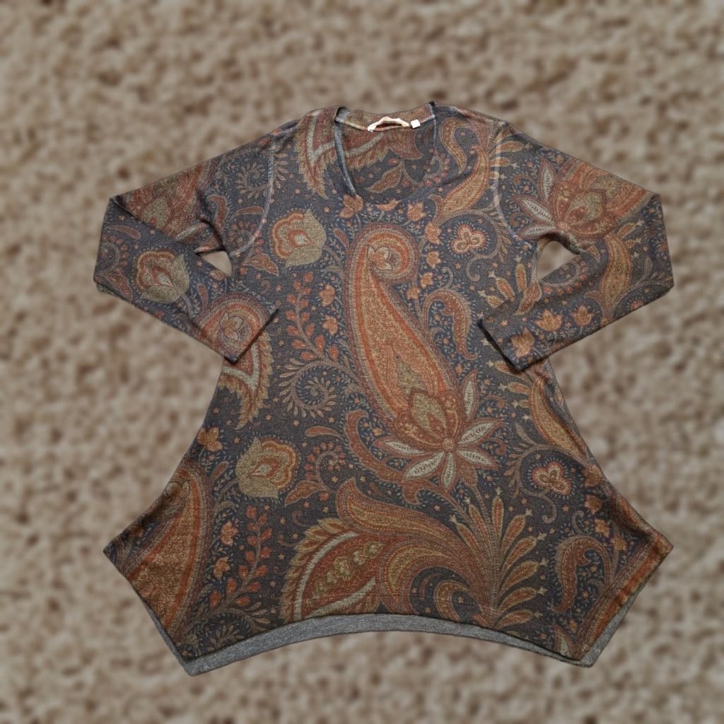 Soft Surroundings Soft Surroundings Top Womens Medium Brown Paisley Knit Stretch Long Sleeve Blouse Mens? Womens Size M / US 6-8 / IT 42-44 - 1 Thumbnail