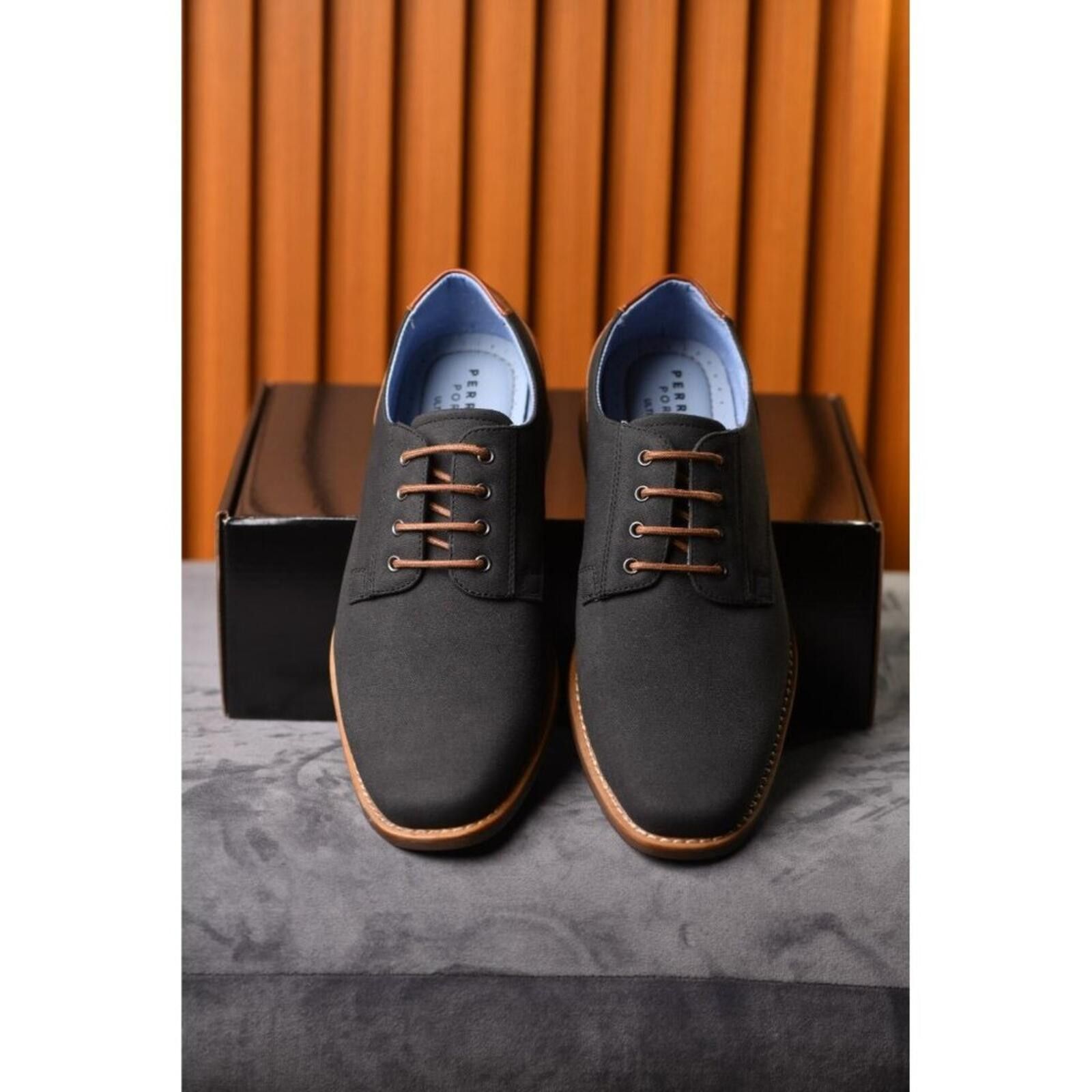 Perry Ellis Perry Ellis Portfolio Ultra Foam Winston | Grey/Leather Size US 7.5 / EU 40-41 - 12 Thumbnail
