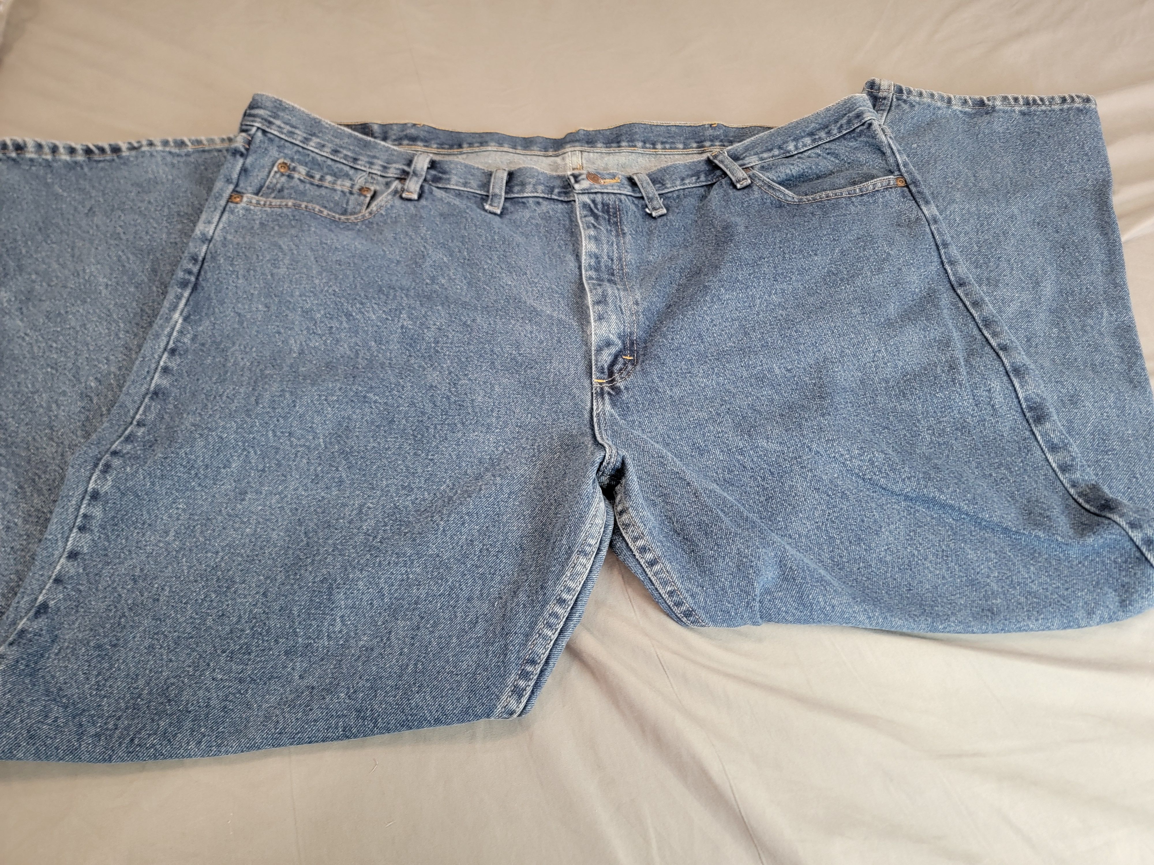 Other Wrangler Jeans Mens 48x32 Blue Denim Relaxed Straight Leg Size US 44 / EU 60 - 9 Thumbnail