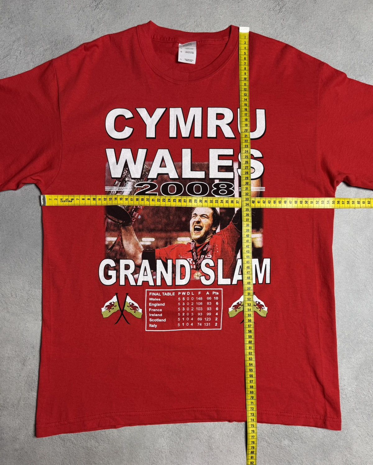 Gildan Cymru Wales 2008 Grand Slam Rugby T-Shirt Gildan Size US L / EU 52-54 / 3 - 14 Thumbnail