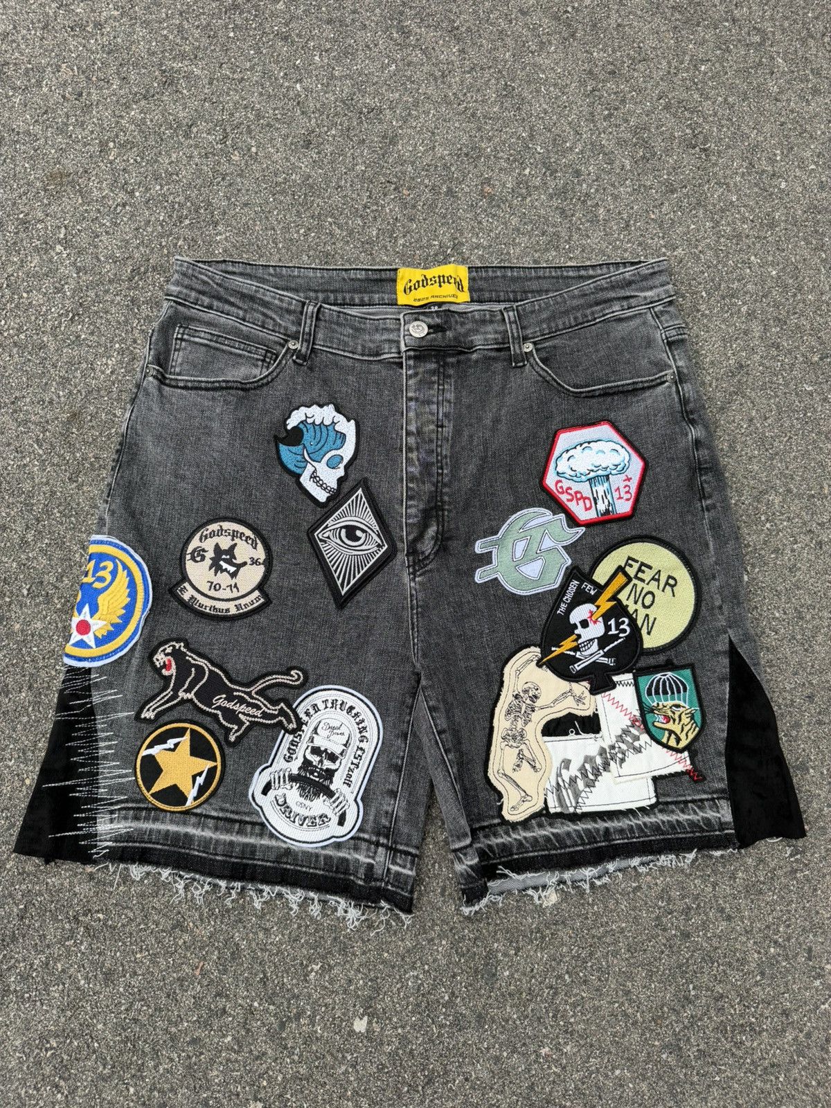 Godspeed Godspeed Patchwork Denim Shorts V2 Grey Size US 38 / EU 54 - 1 Thumbnail