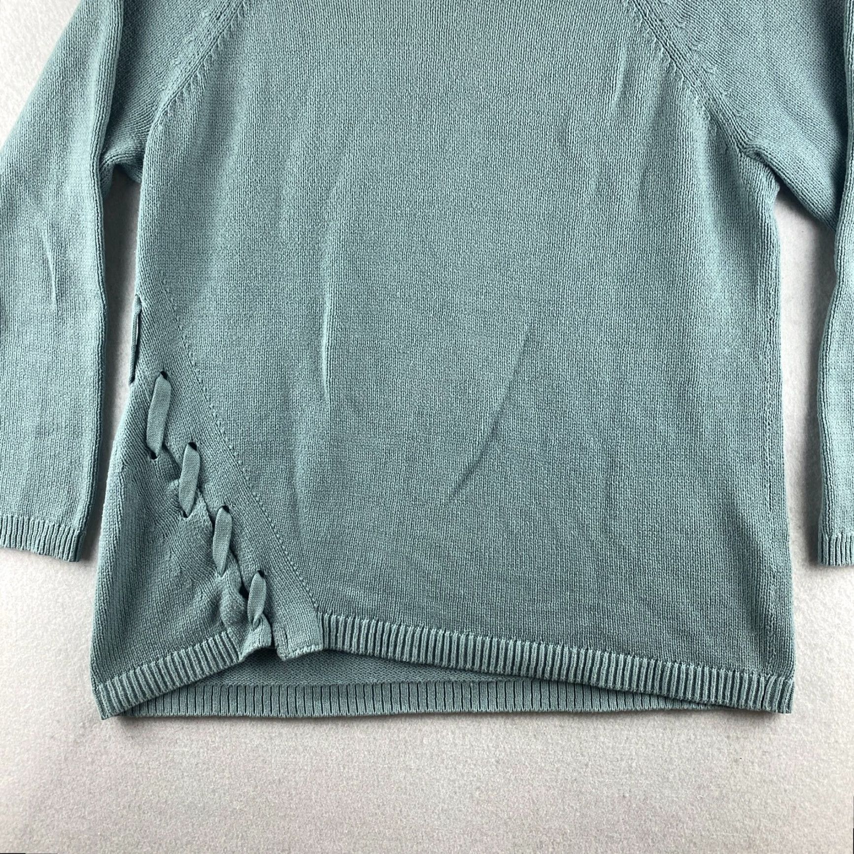 Vintage Rock & Republic Sweater Womens 2XL Blue Pullover Long Sleeve Lace Side Tie Size XXL / US 16-18 / IT 52-54 - 3 Thumbnail