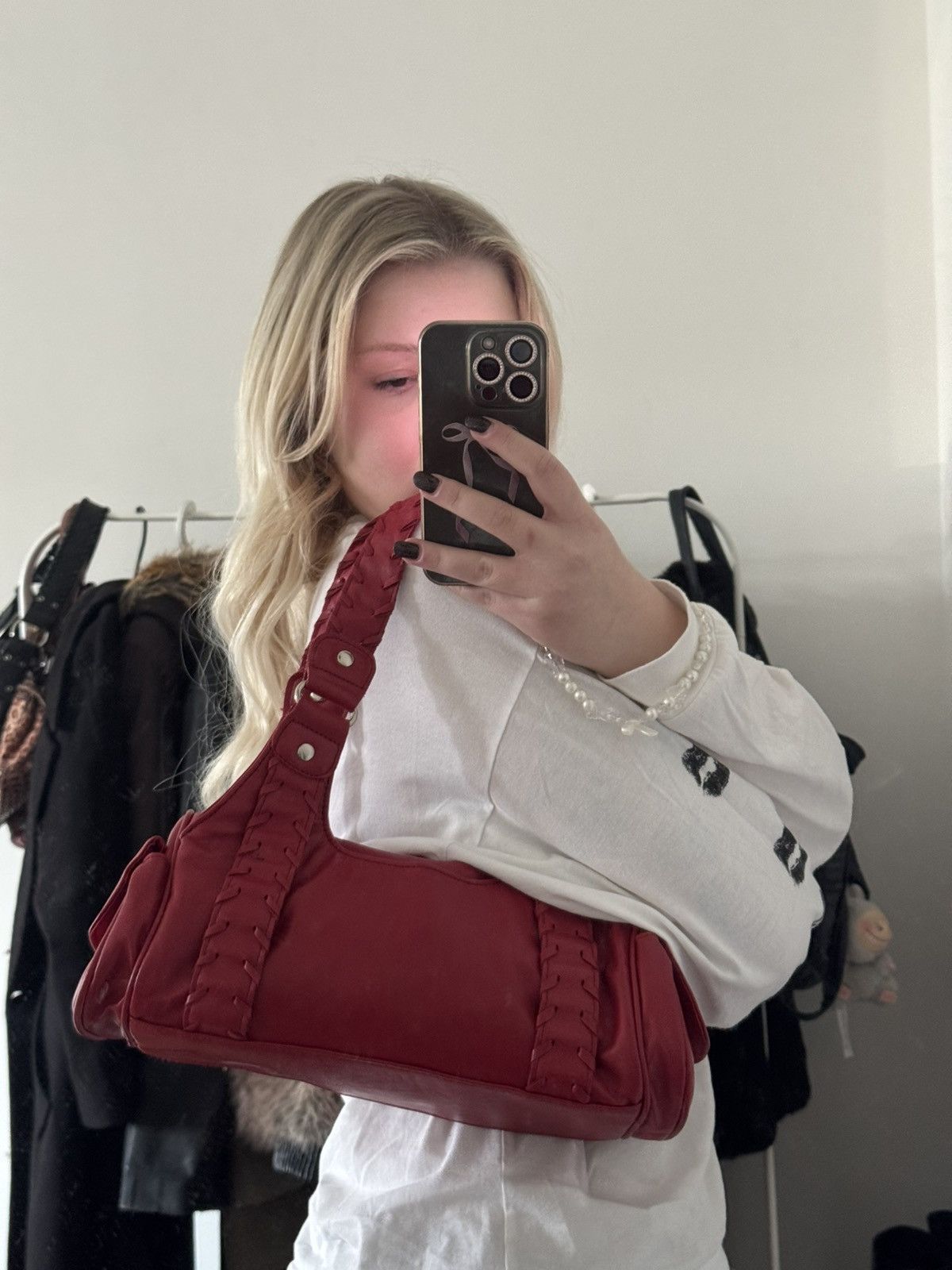 NEXT Vintage burgundy leather shoulder bag with braided straps Size ONE SIZE - 3 Thumbnail