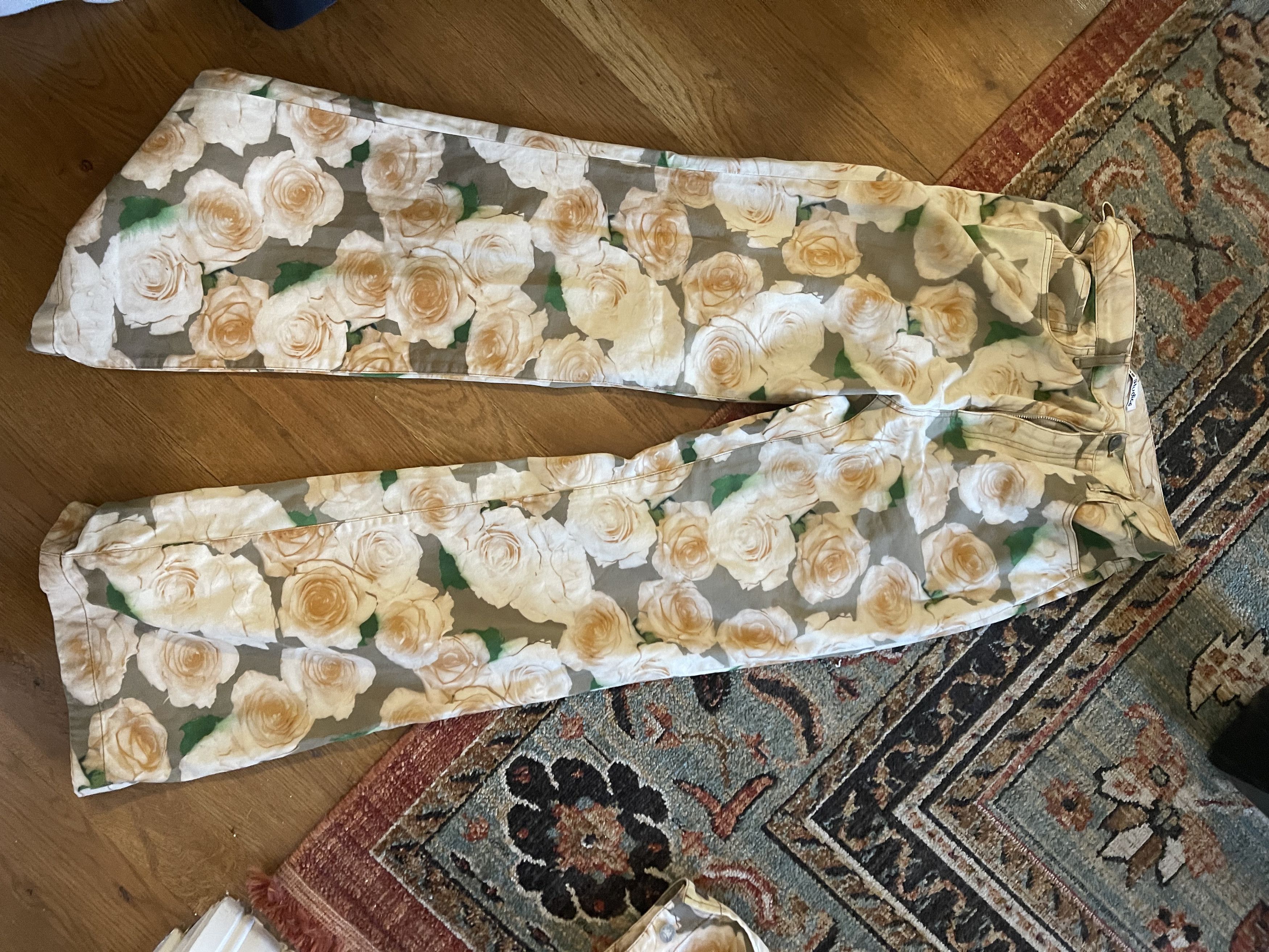 Acne Studios Acne Studios Orange Opah Rose Print Boot Cut Jeans Size US 32 / EU 48 - 3 Thumbnail