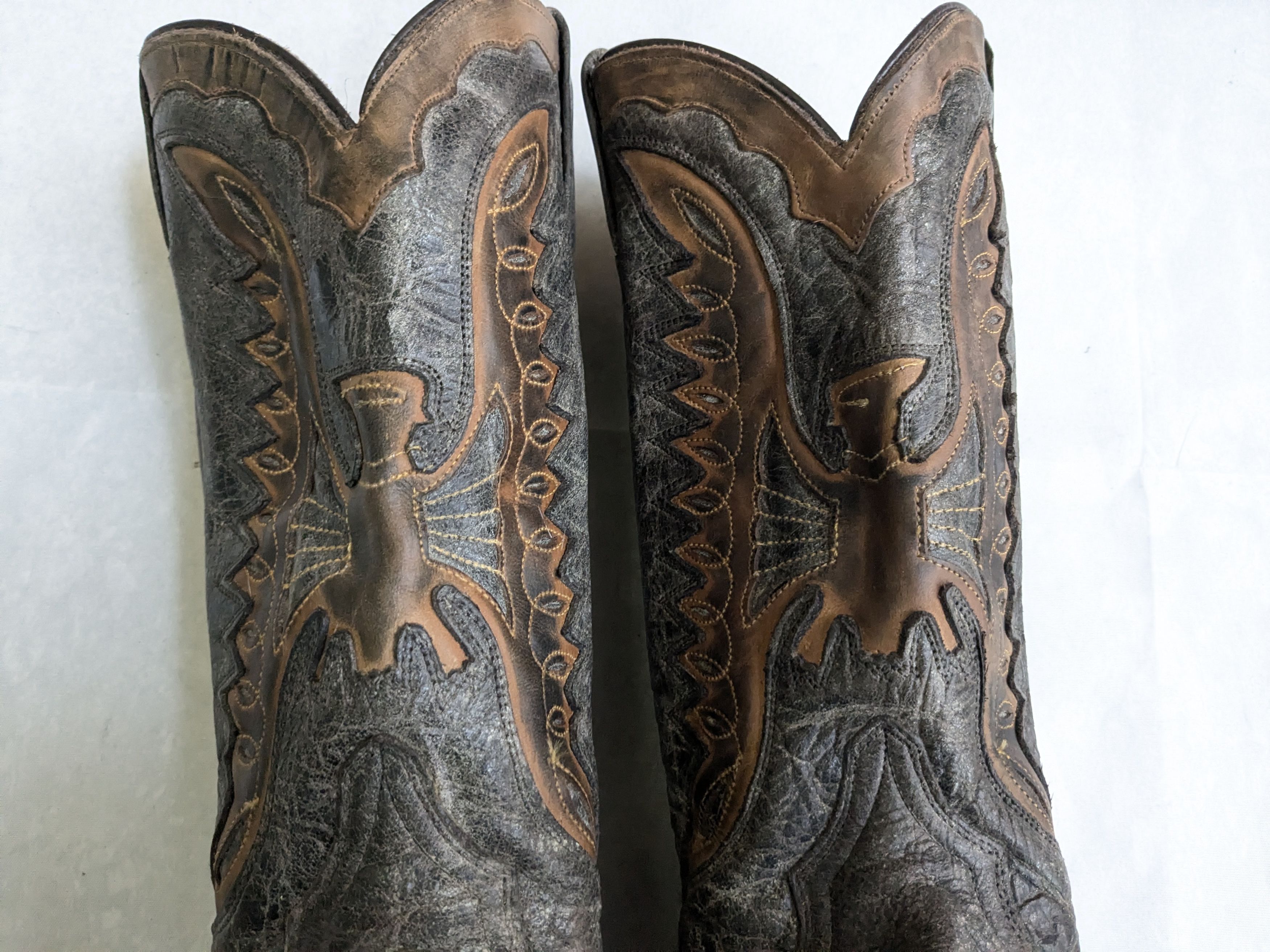 Stetson Stetson Cowboy Boots Brown Gray Eagle 10.5 Leather Size US 10.5 / EU 43-44 - 2 Thumbnail