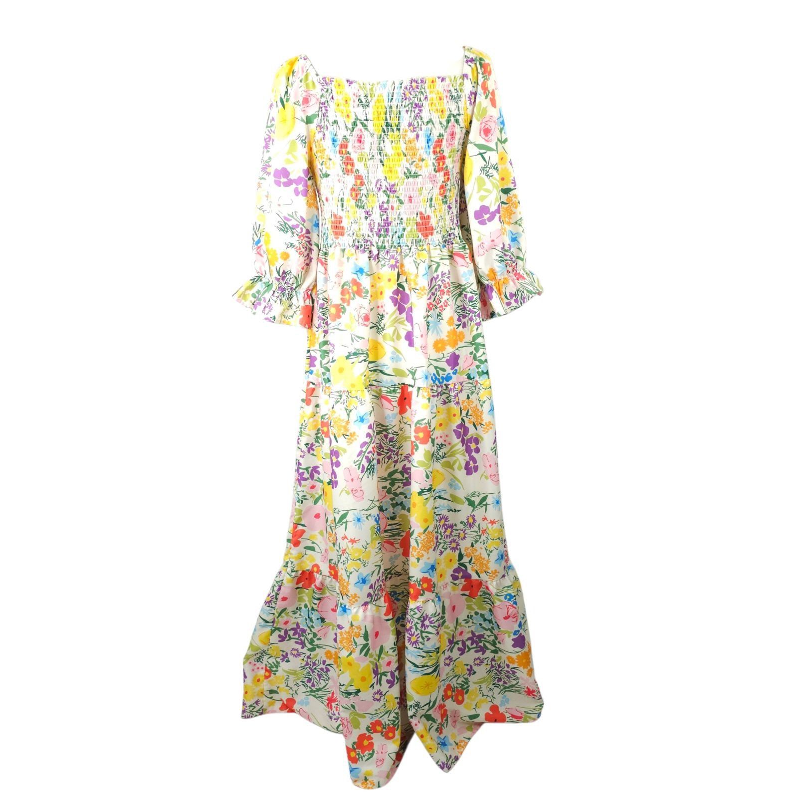 Other Sunday Up Maxi Dress L Floral Shirred Bodice Puff Sleeves Size L / US 10 / IT 46 - 5 Thumbnail
