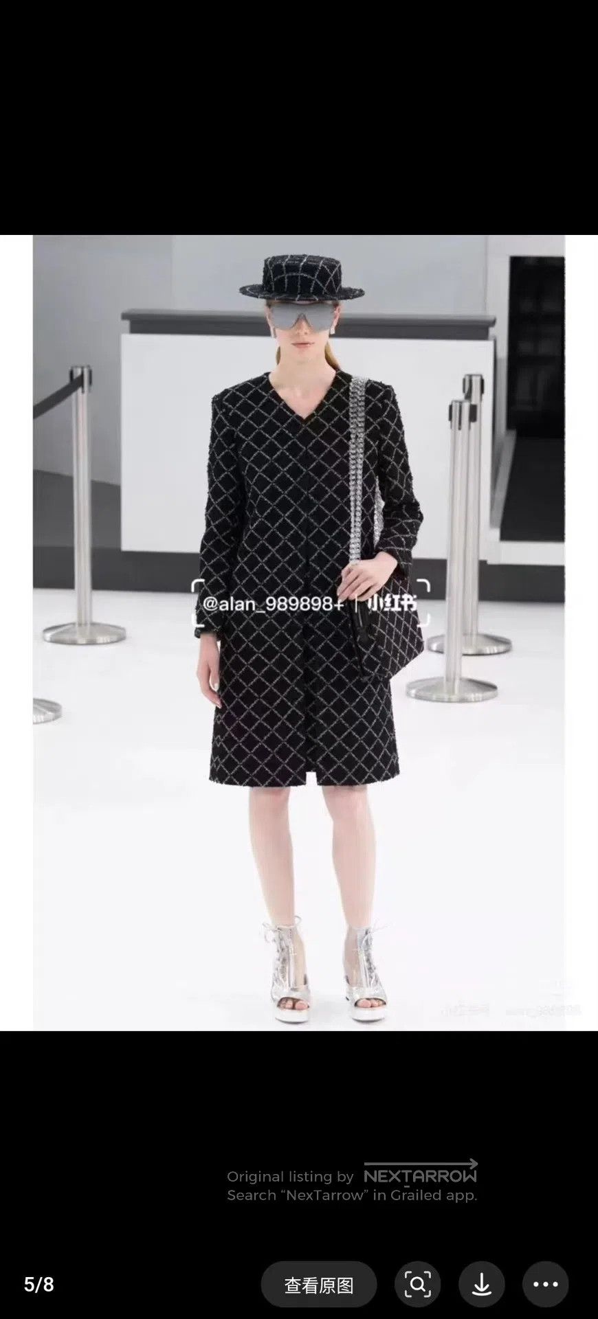 Chanel Chanel Black and White Checkered Tweed Long Coat| Size XS / US 0-2 / IT 36-38 - 5 Thumbnail