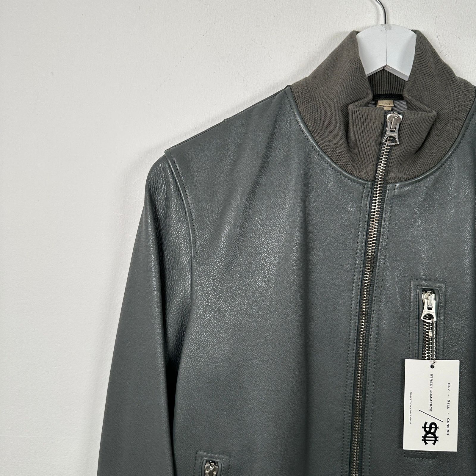 Burberry Burberry Dark Steel Leather Bomber Jacket Size 48 Size US M / EU 48-50 / 2 - 4 Thumbnail