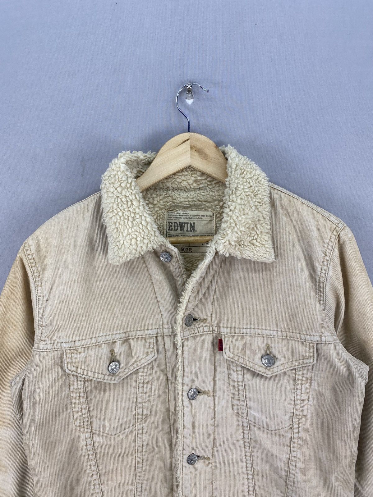 Edwin Vintage Y2K Edwin Sherpa Lining Corduroy Trucker Jacket Size US S / EU 44-46 / 1 - 7 Thumbnail