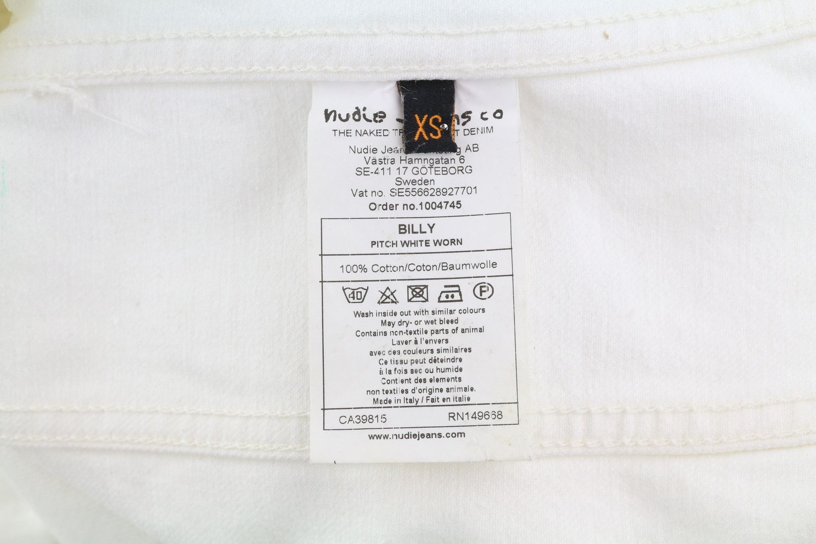 Nudie Jeans BILLY XS Pitch White Worn Denim Polo Neck Jacket 83689 Size US XS / EU 42 / 0 - 6 Thumbnail