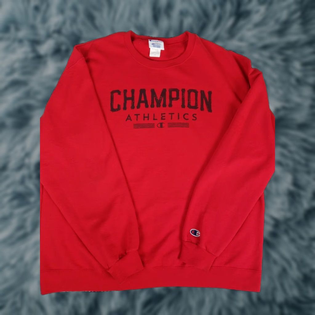 Champion VINTAGE Champion Sportswear Eco Wear Red Crewneck Sweatshirt Mens XL Sweatshirt Red Vintage Mens XL Size US XL / EU 56 / 4 - 1 Thumbnail