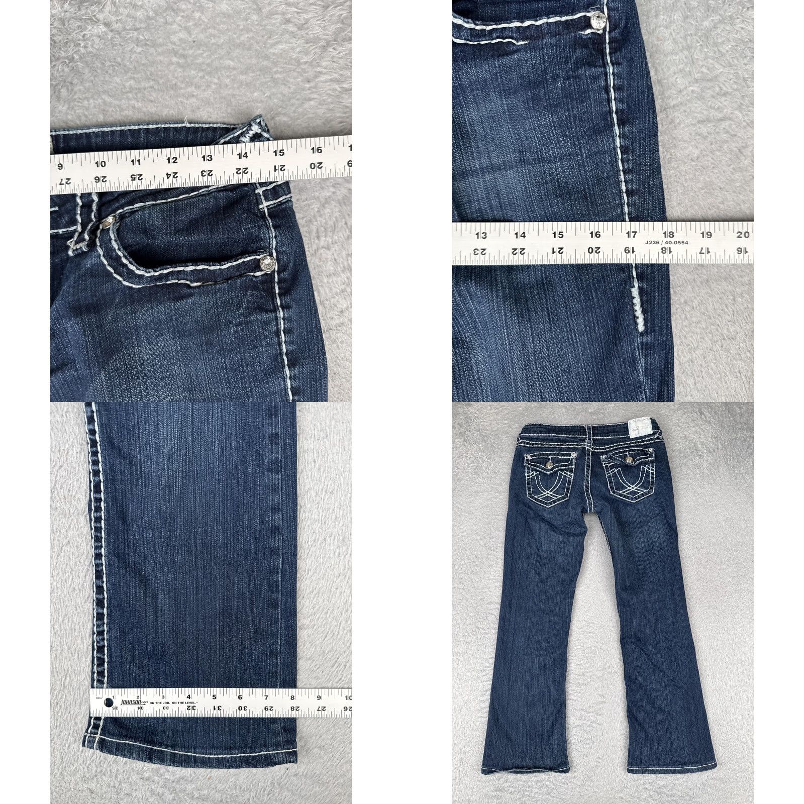 Vintage LA Idol USA Bootcut Jeans Juniors 9 Blue Dark Wash Low Rise Slim Stretch 28x27 Women’s 5-Pocket Design Pants Denim Size 30" / US 8 / IT 44 - 9 Thumbnail