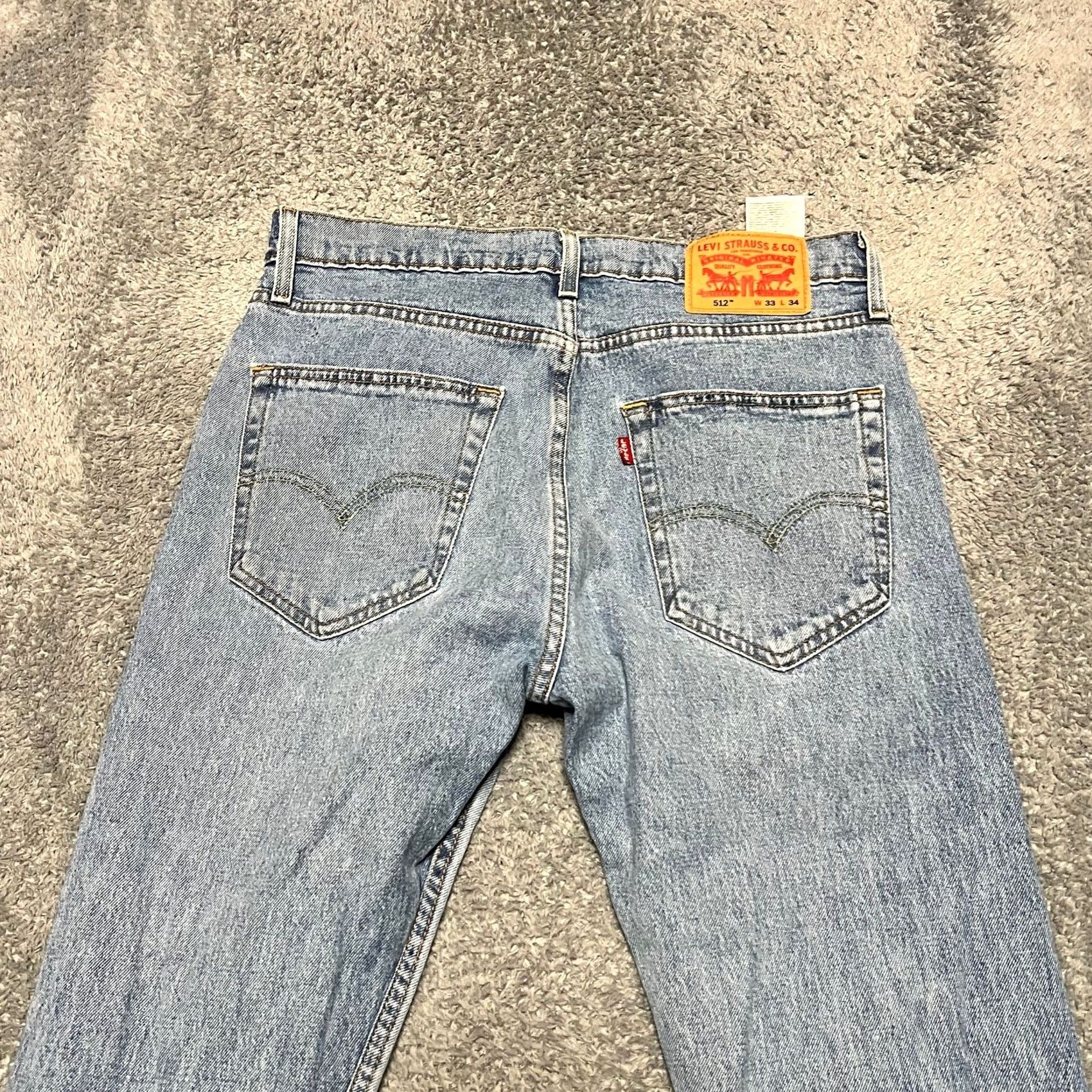 Levi's Levi's 512 Jeans Mens 33 x 34 Blue Tapered Leg Slim Fit Stretch Medium Wash Denim Mens Size US 33 - 5 Thumbnail