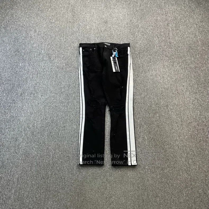 Amiri Amiri Size 34 Black and white striped jeans Size US 34 / EU 50 - 1 Thumbnail