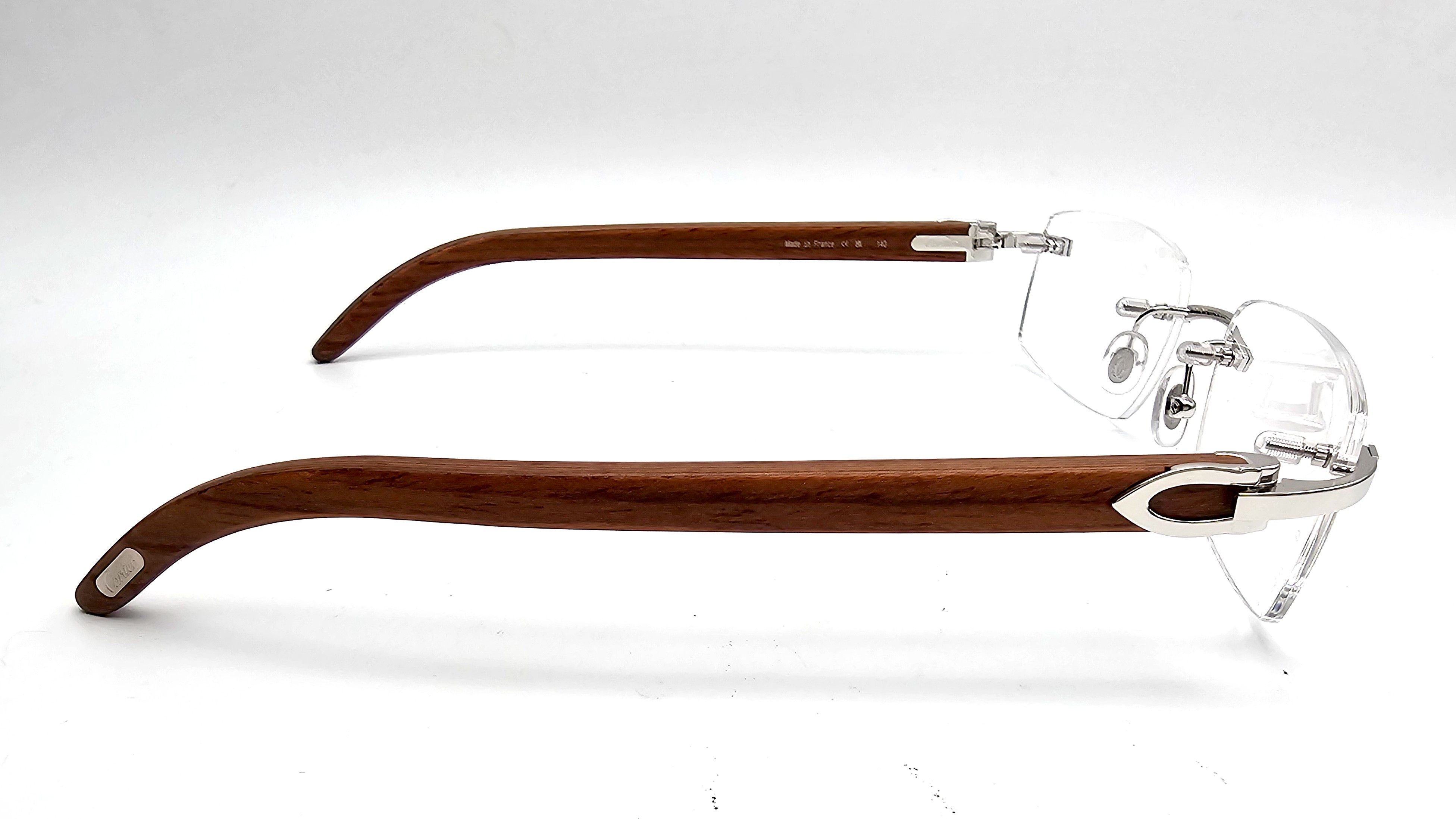 Cartier NEW! Cartier Ibiza Wood Silver Glasses CT00520 Size ONE SIZE - 5 Thumbnail