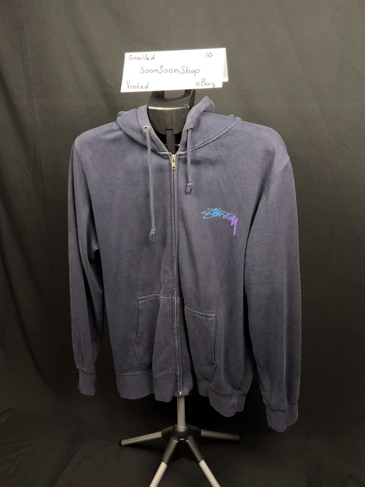 Stussy Vintage Stussy navy zip hoodie Size US L / EU 52-54 / 3 - 1 Thumbnail