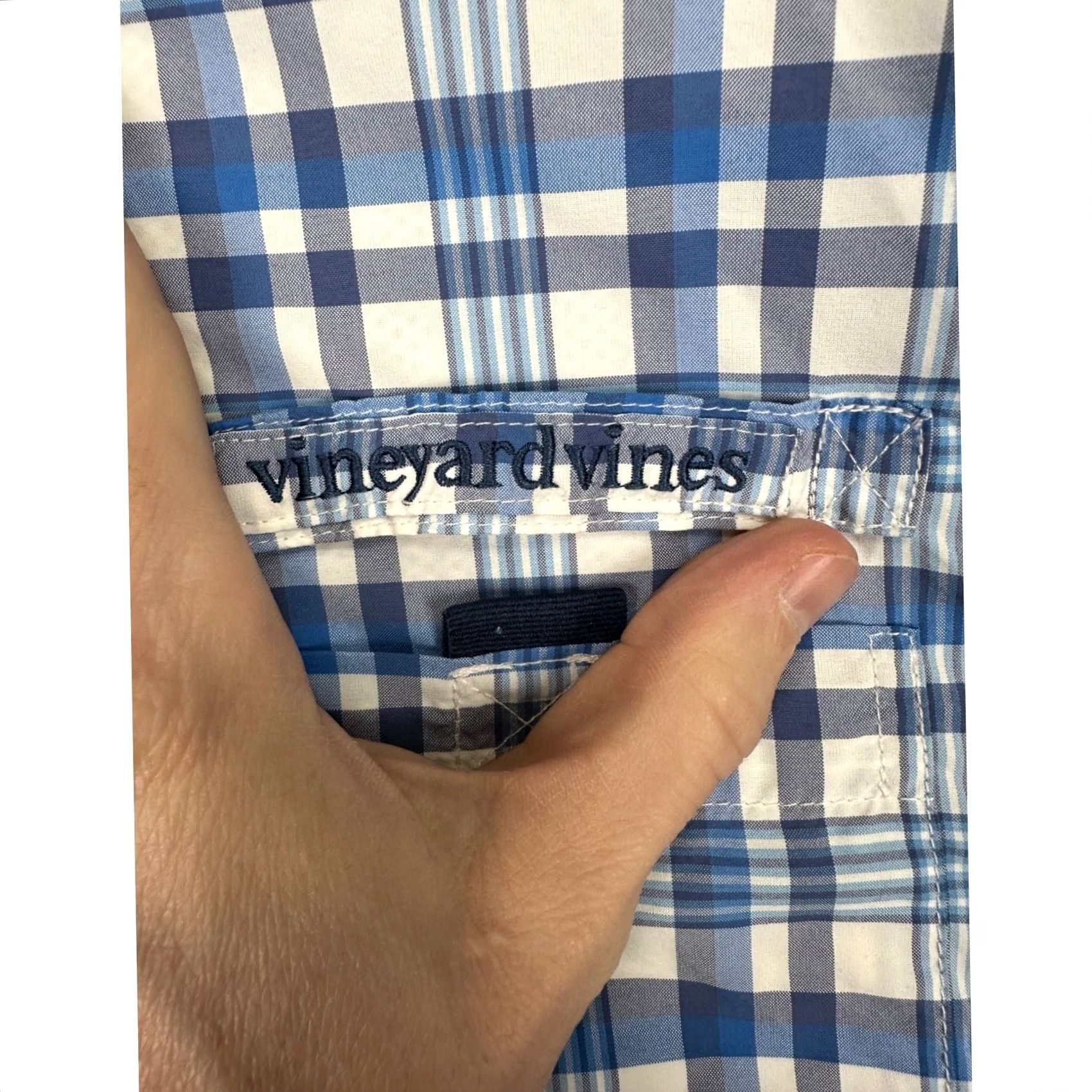 Vineyard Vines Vineyard Vines Harbor Shirt Mens Medium Blue Plaid Nylon Button-Up Short Sleeve Casual Outdoor Quick Dry Size US M / EU 48-50 / 2 - 7 Thumbnail