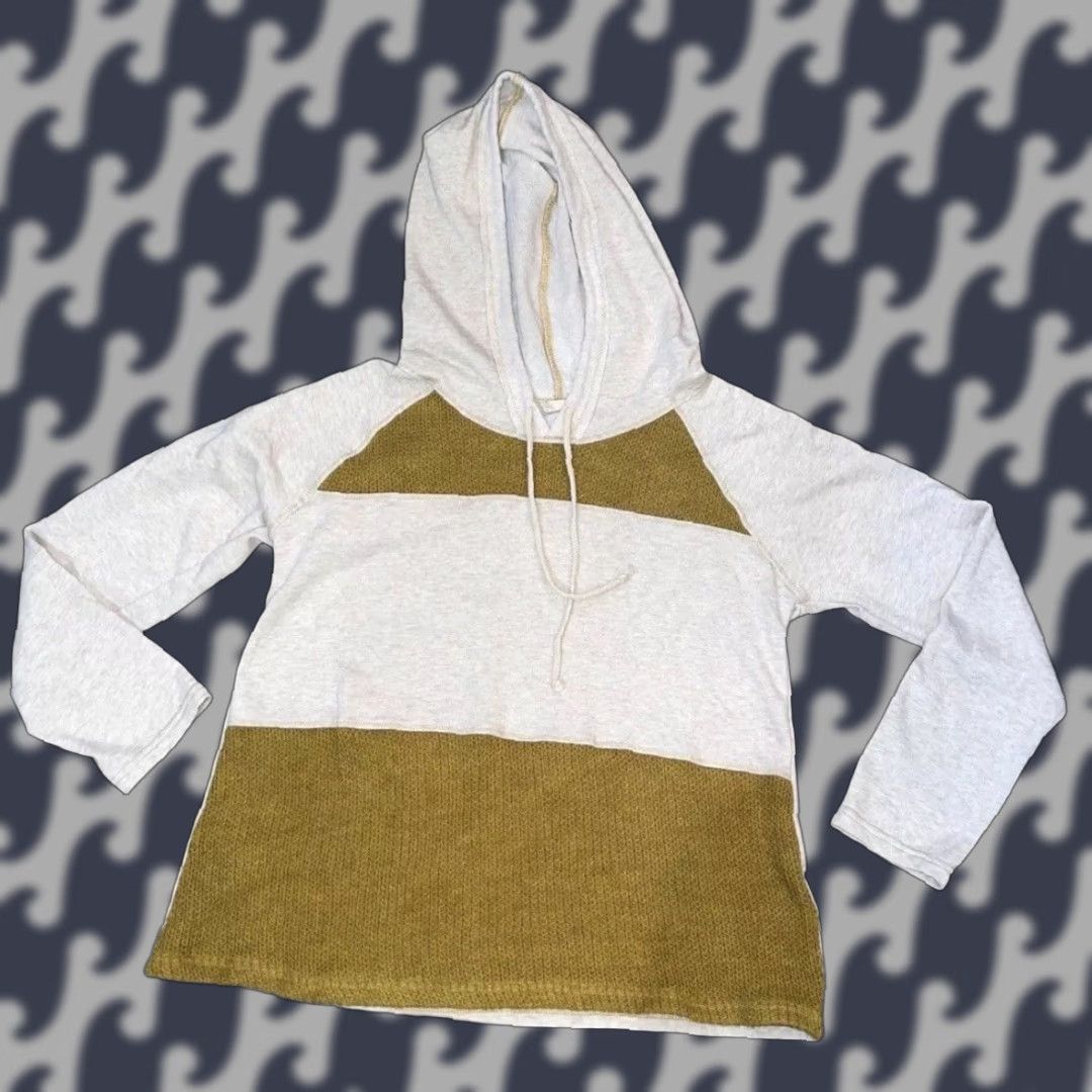 Vintage Hem & Thread Women’s Pullover Hoodie Size Large Cream Mustard Yellow Size L / US 10 / IT 46 - 1 Thumbnail