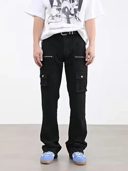 Jean cargo zipper flared tactical pants Size US 30 / EU 46 - 3 Thumbnail