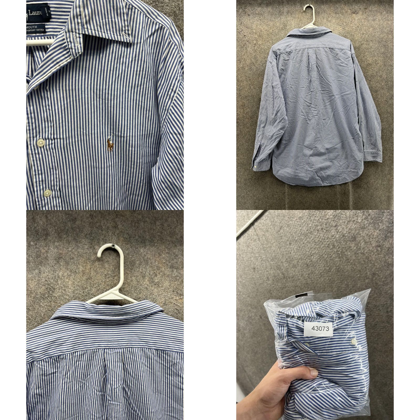 Ralph Lauren Ralph Lauren Yarmouth Shirt Mens 16.5 34/35 Blue Stripe Oxford Cotton Logo Dress Shirt Black Label? Size US XL / EU 56 / 4 - 8 Thumbnail