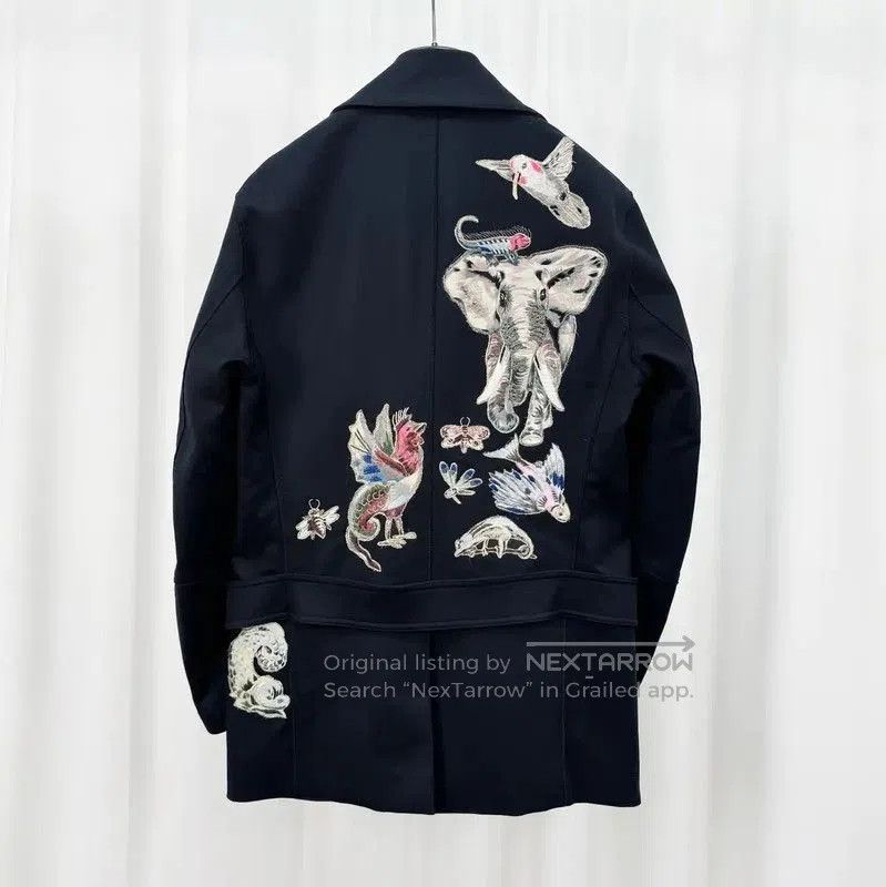 Valentino Valentino Black Embroidered Long Coat for Men . Size US M / EU 48-50 / 2 - 2 Thumbnail