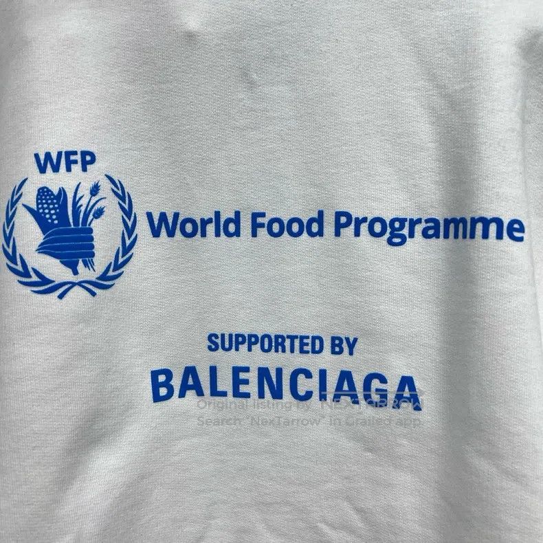 Balenciaga Balenciaga WFP Food Program Joint Logo Printed Flock Hoodi Size US XS / EU 42 / 0 - 4 Thumbnail