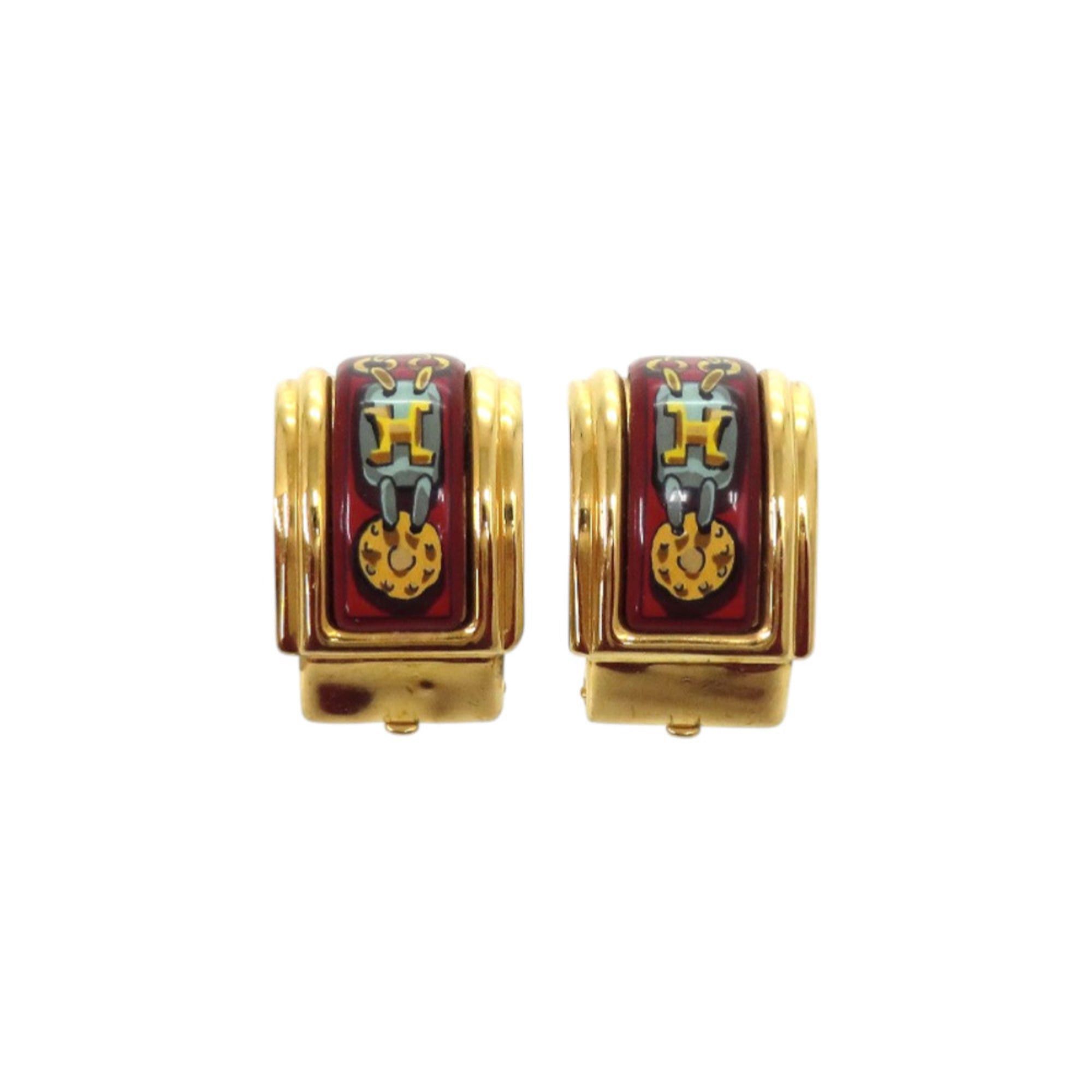 Hermes Excellent condition Hermes enamel metal red earrings 0120 Size ONE SIZE - 1 Thumbnail