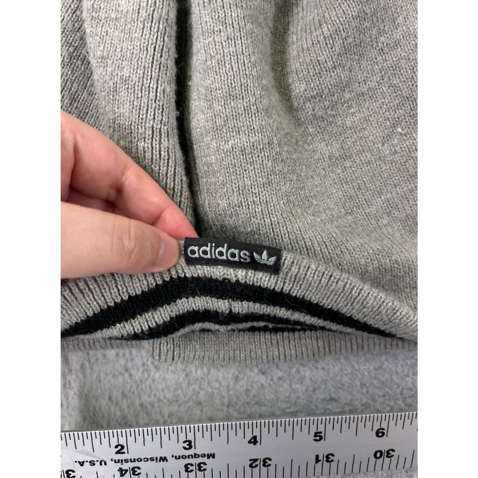 Adidas Adidas Beanie Toque Adult One Size Gray Striped Knit Acrylic Blend Ski Size ONE SIZE - 5 Thumbnail