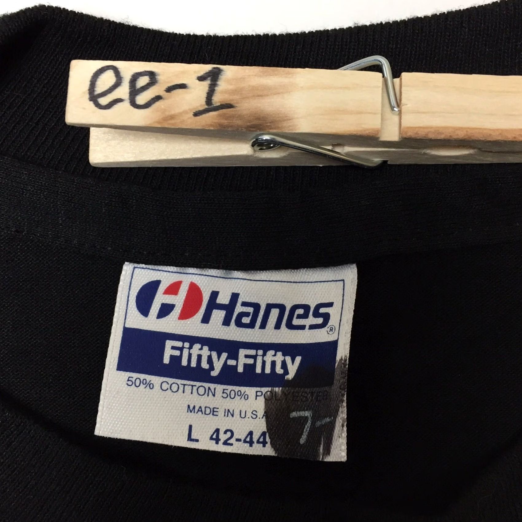 Hanes VINTAGE 90s Hanes Shirt Black L Men Short Sleeve 50/50 Over The Edge Fifty-Fifty Single Stitch K Size US L / EU 52-54 / 3 - 8 Thumbnail