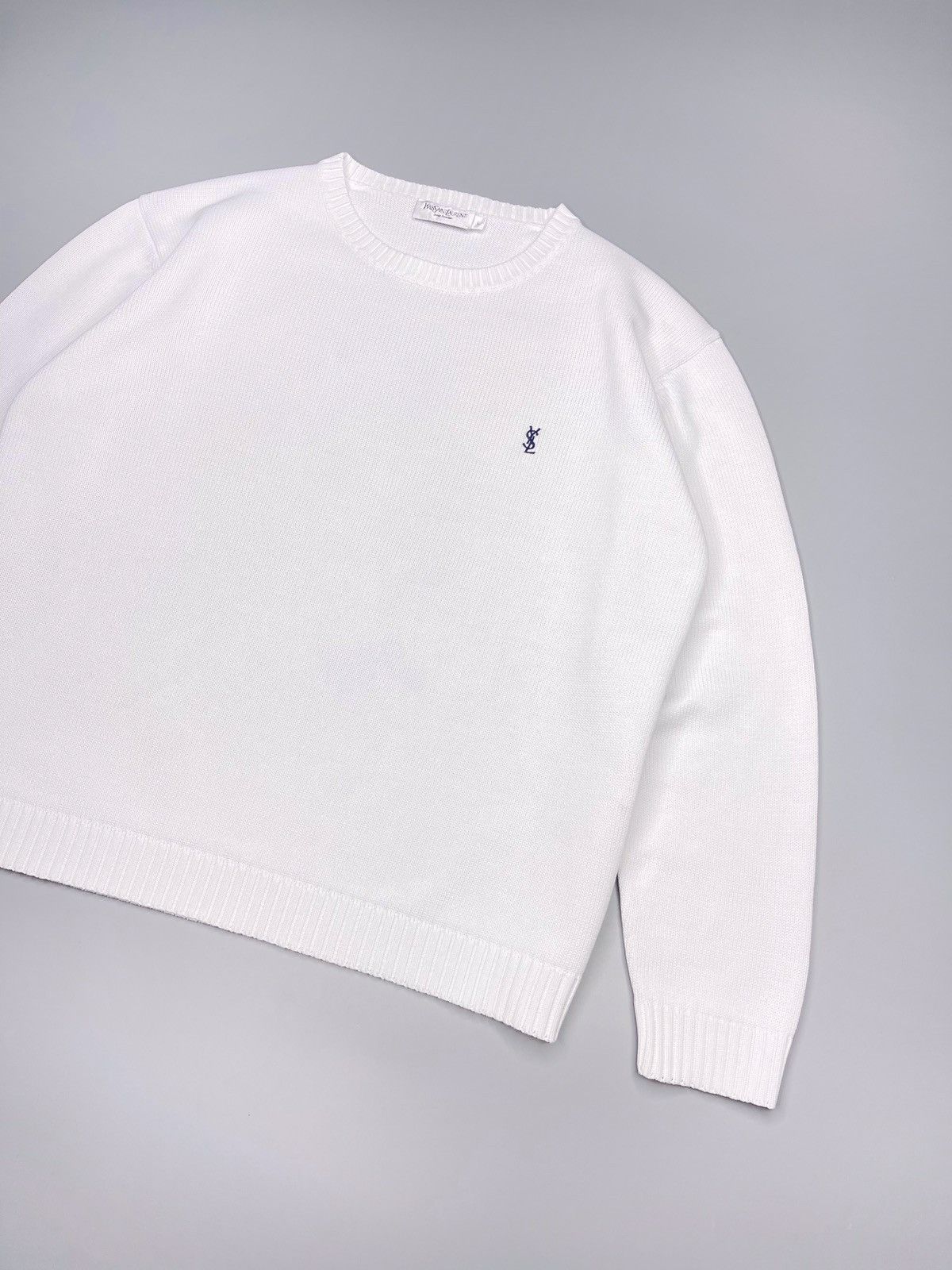 Yves Saint Laurent White YSL Sweater Knit Size US L / EU 52-54 / 3 - 2 Thumbnail