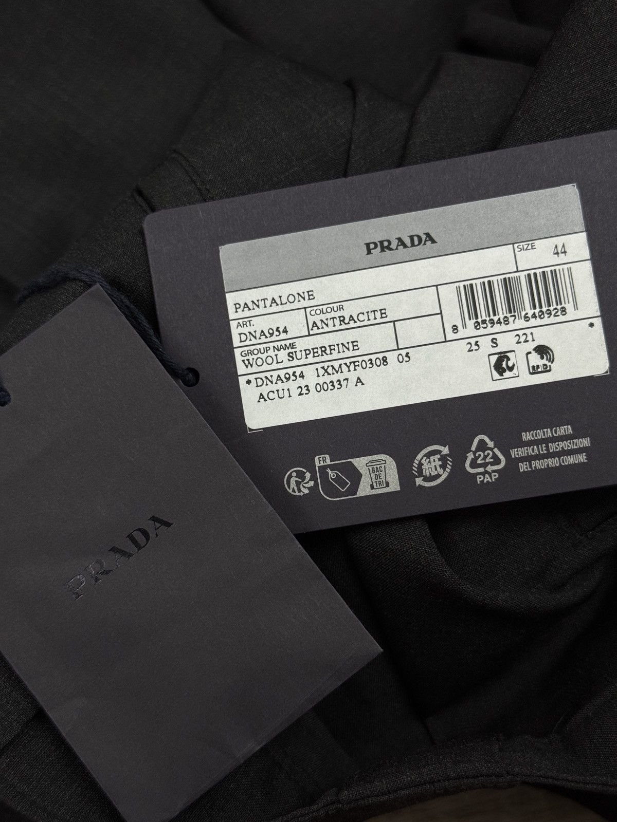Prada NWT PRADA GRAY WOOL PANTS PRADA LOGO Size US 30 / EU 46 - 13 Thumbnail