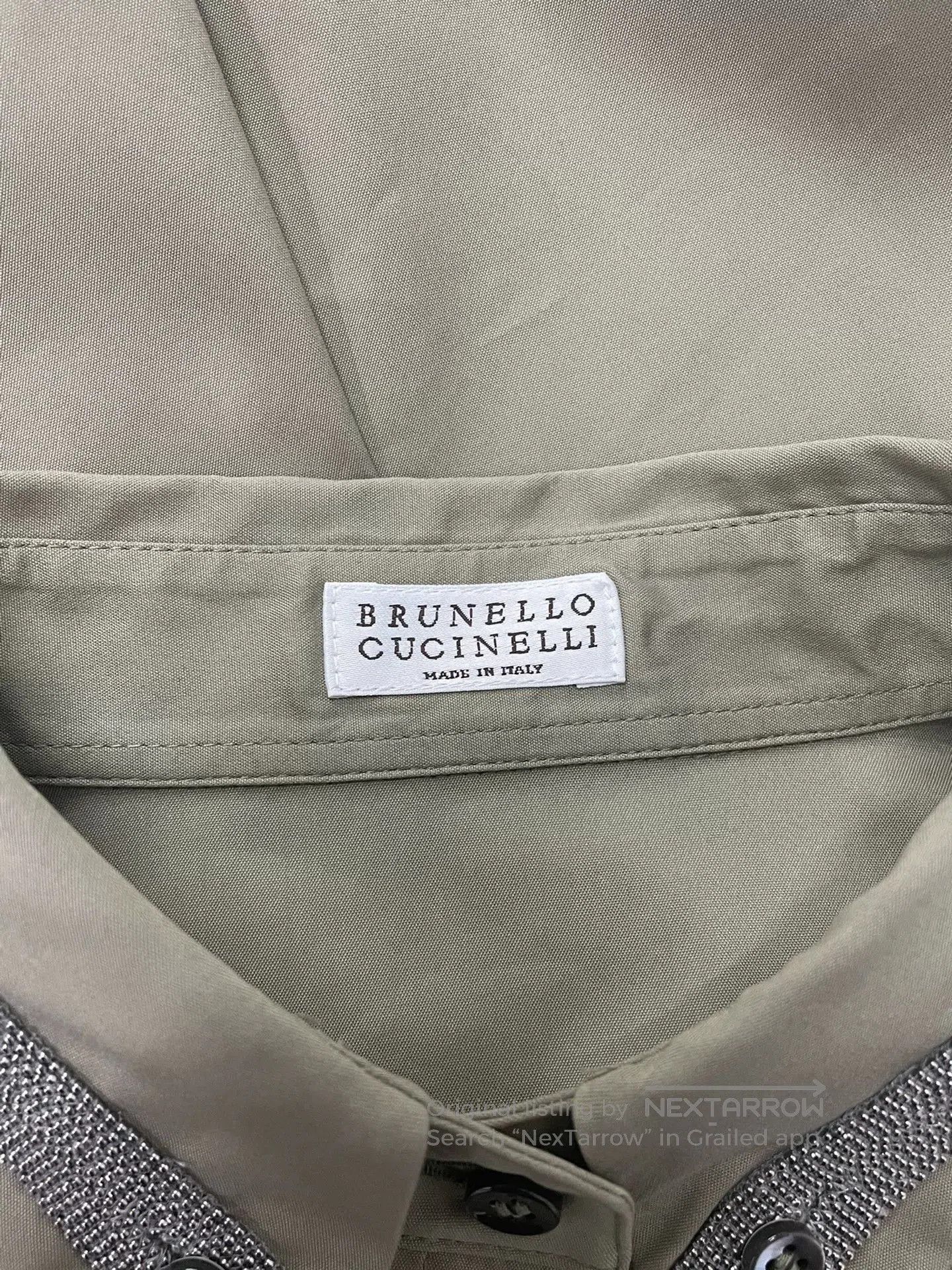 Brunello Cucinelli Brunello Cucinelli Green Beaded Collar Shirt. Size US XS / EU 42 / 0 - 4 Thumbnail