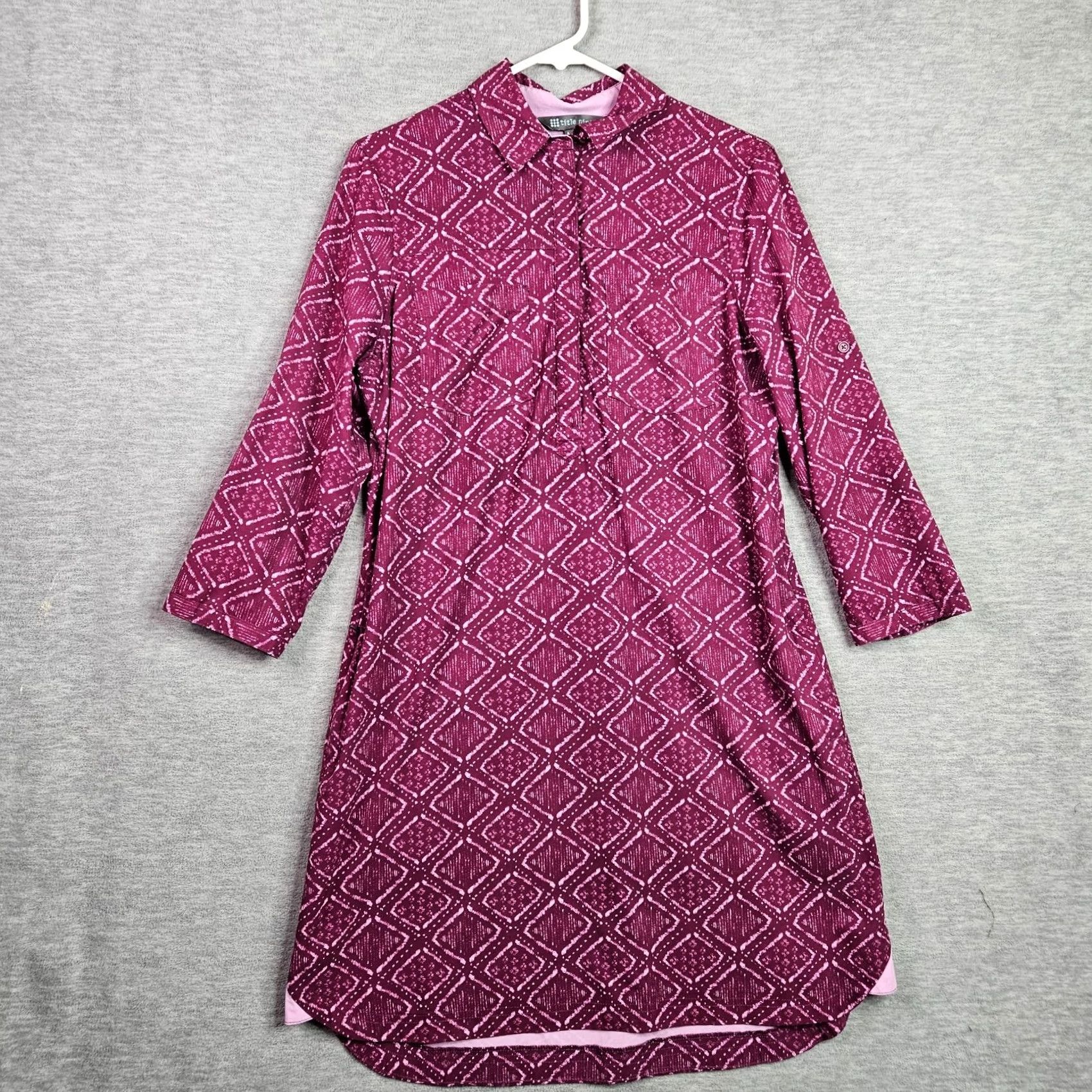 Vintage Title Nine Purple Roll Tab Sleeve Patterned Women's Dress Size M Size M / US 6-8 / IT 42-44 - 2 Thumbnail