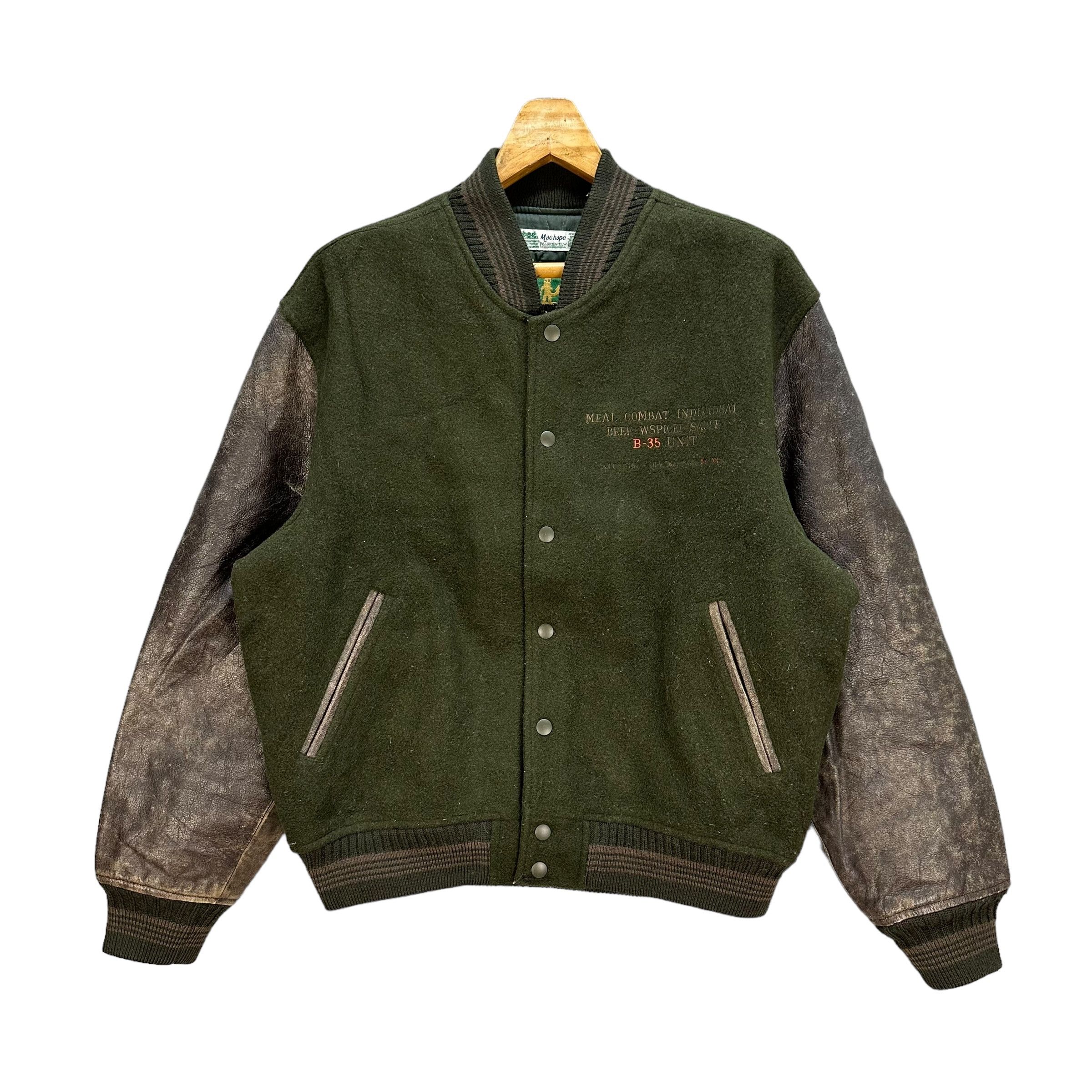 Vintage US MAC HOPE Big Logo Leather Wool Stadium Jacket #A11-0265 Size US L / EU 52-54 / 3 - 3 Thumbnail