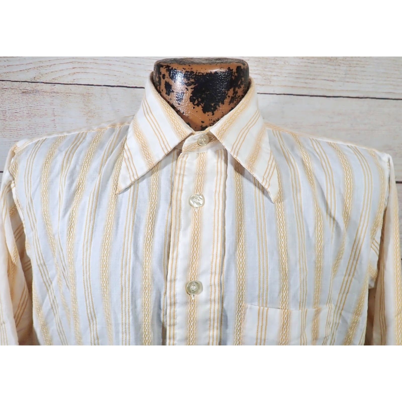 Vintage VINTAGE Manhattan Shirt Mens L Brown Abstract Stripe Disco Rockabilly MCM 60's 70's Button-Front Short Sleeve Size US L / EU 52-54 / 3 - 2 Thumbnail
