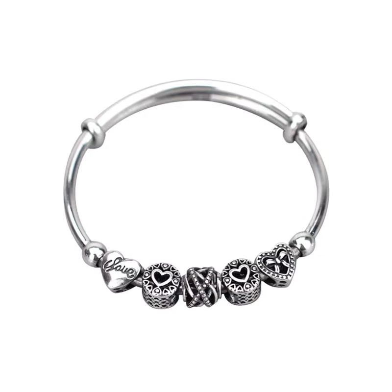 Jewelry Sweet Turning Heart Beads Bangle Bracelet Size ONE SIZE - 3 Thumbnail