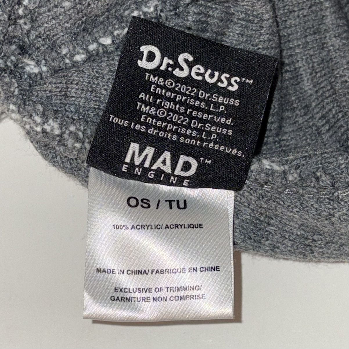 Mad Engine The Grinch Dr. Seuss MAD Engine Grey & White Winter Beanie Size ONE SIZE - 11 Thumbnail