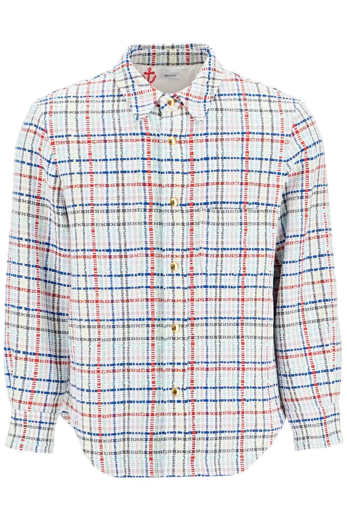 image of Thom Browne O1S22I1N0324 Gingham Tweed Shirt In Multicolor, Men's (Size Small)