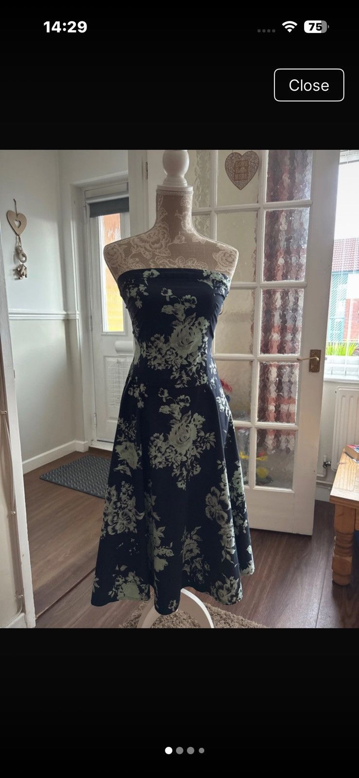 Other Miss Selfridge Navy & Mint Floral Strapless Dress - Size 10 Size M / US 6-8 / IT 42-44 - 1 Thumbnail