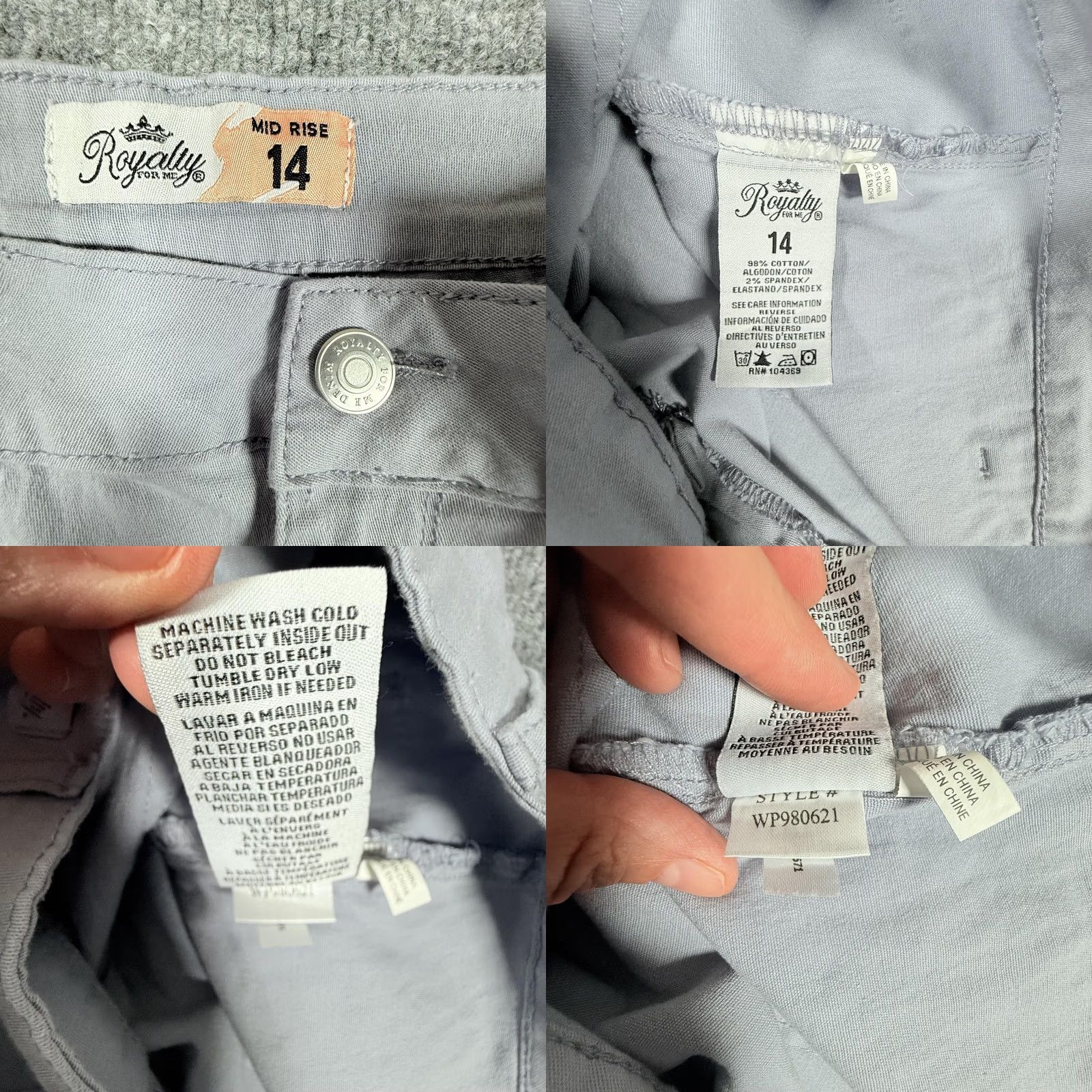 Vintage VINTAGE Royalty For Me Pants Womens 14 Pale Blue Mid Rise Stretch Distressed Hem Casual Pants Women Size 36" / US 14 / IT 50 - 9 Thumbnail