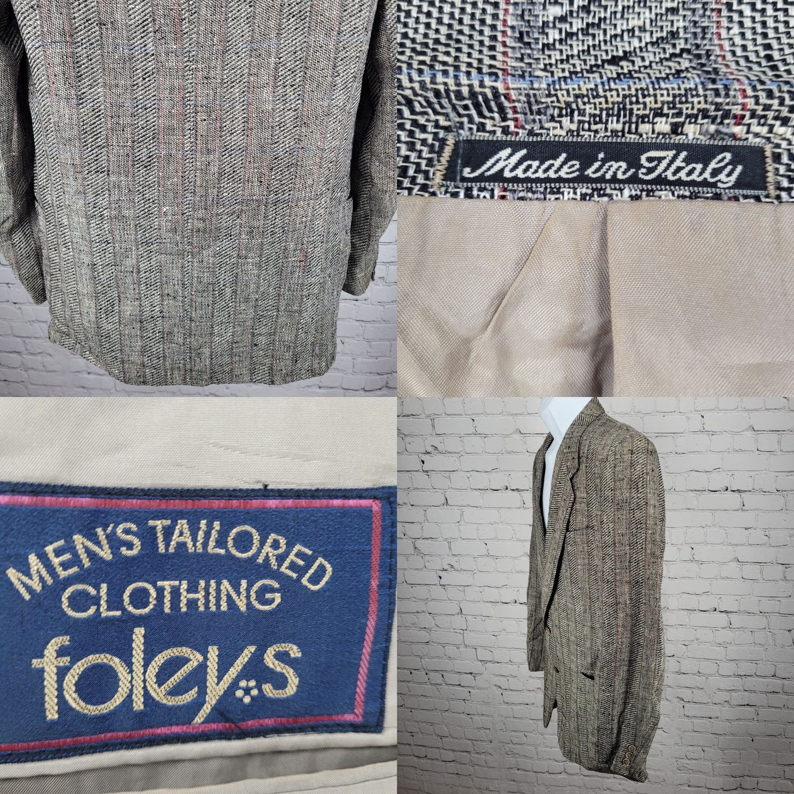 Vintage Profilo White Black Striped 2 Button Ventless Notch Blazer Sport Coat Italy 40 Size 40R - 9 Thumbnail