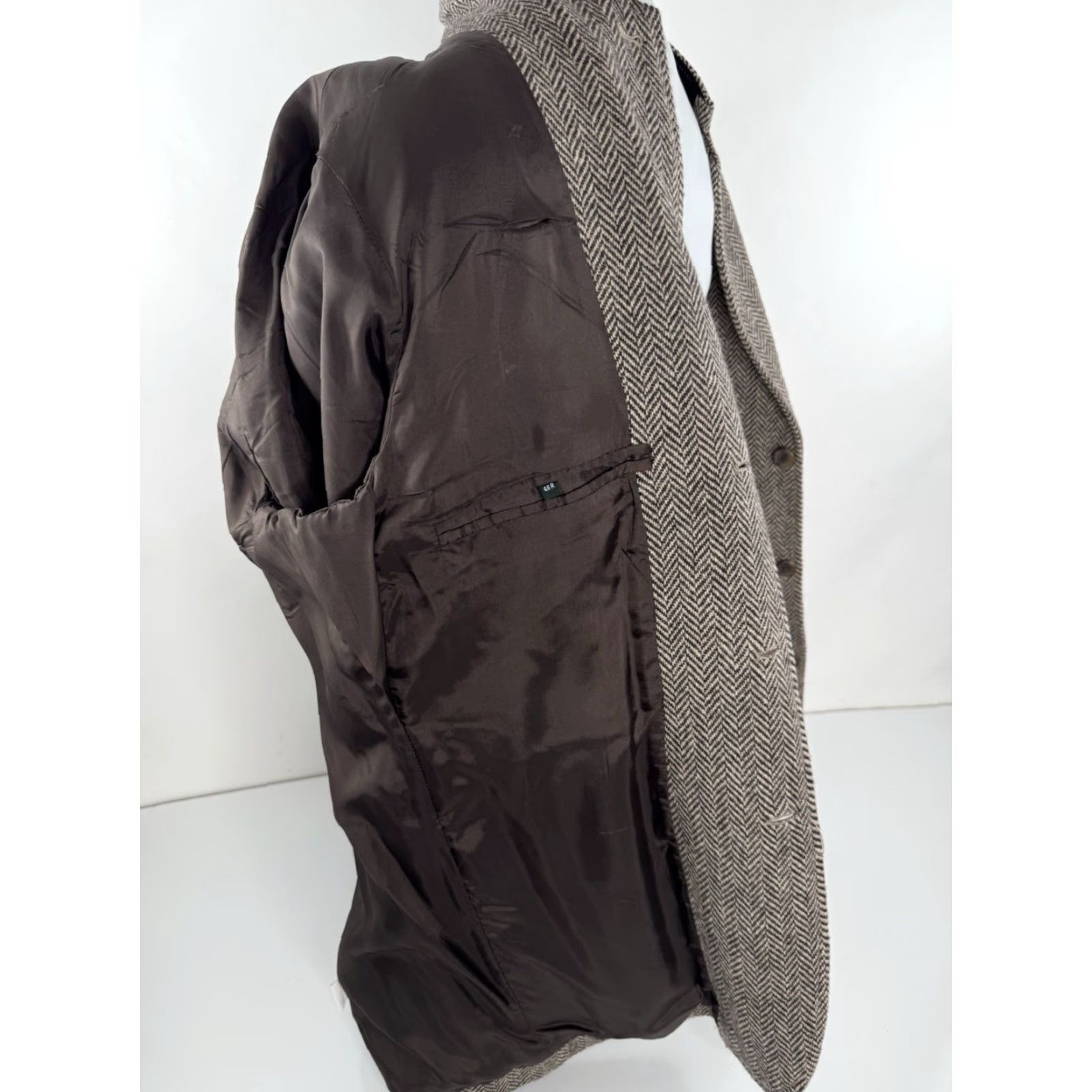 J.Crew J.CREW Blazer Wool Herringbone Tweed 3 Button 46 R Gray/Brown Men Regular Size 46 R Blazer Size 46R - 7 Thumbnail